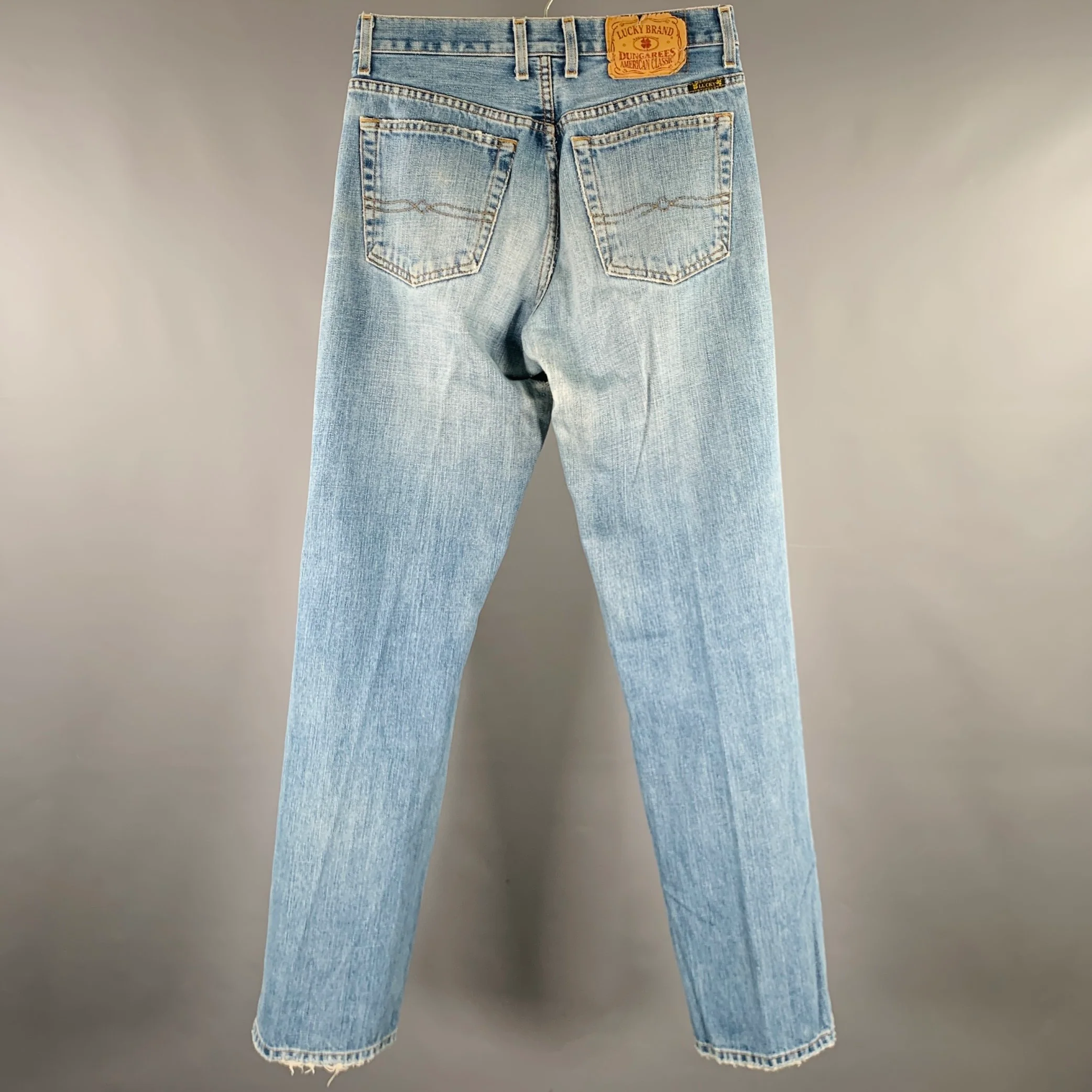 LUCKY BRAND Size 29 Blue Distressed Cotton Straight Button Fly Jeans - Image 3