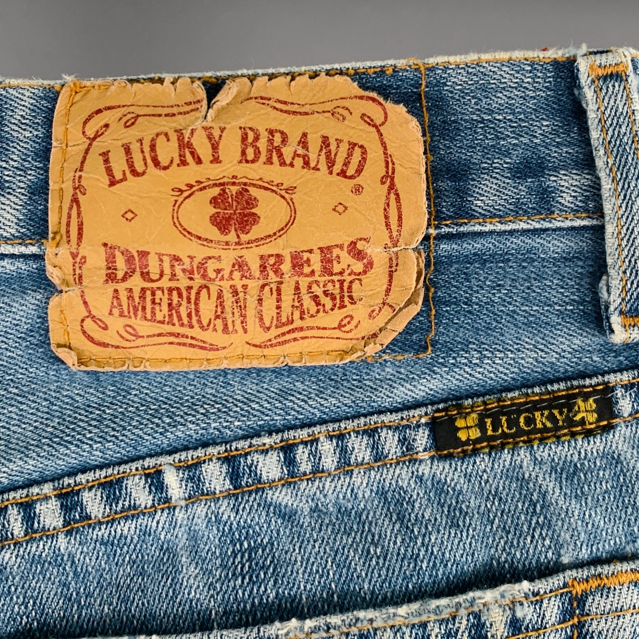 LUCKY BRAND Size 29 Blue Distressed Cotton Straight Button Fly Jeans - Image 4