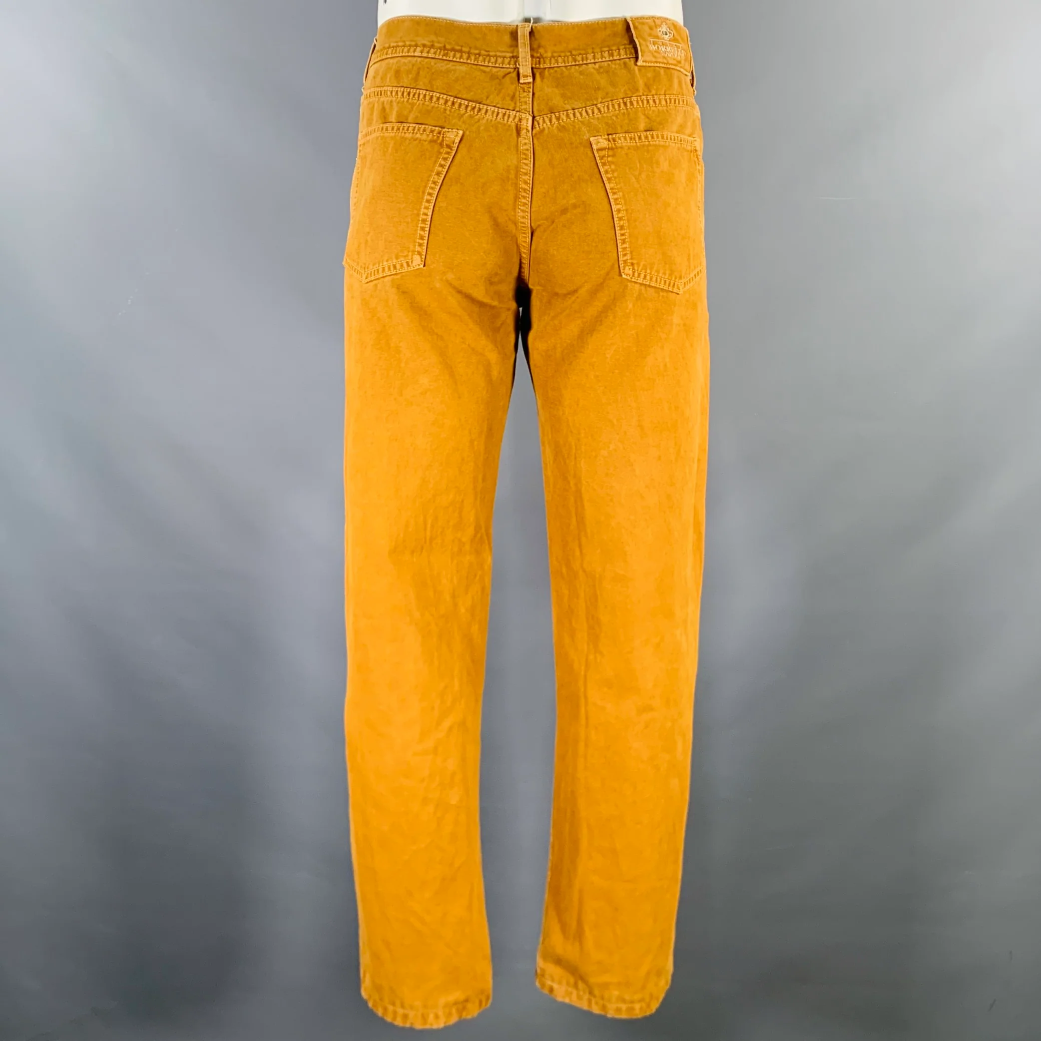 LUIGI BORRELLI Size 34 Tan Cotton Jean Cut Casual Pants - Image 3