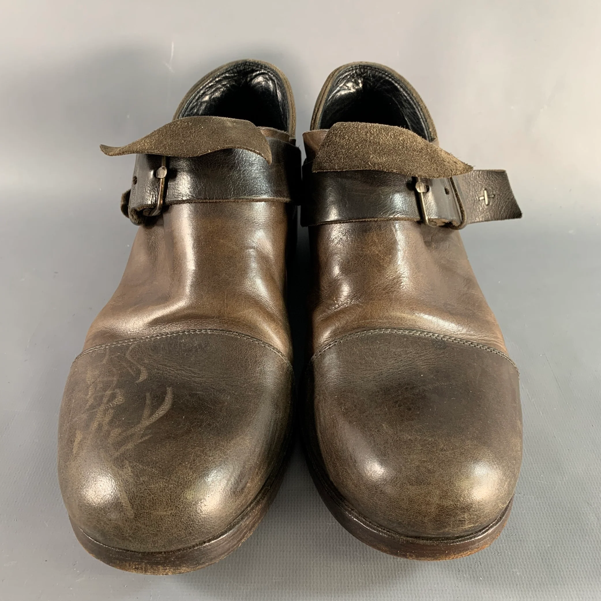 M.A+ Size 10 Brown Leather Buckle Loafers - Image 4