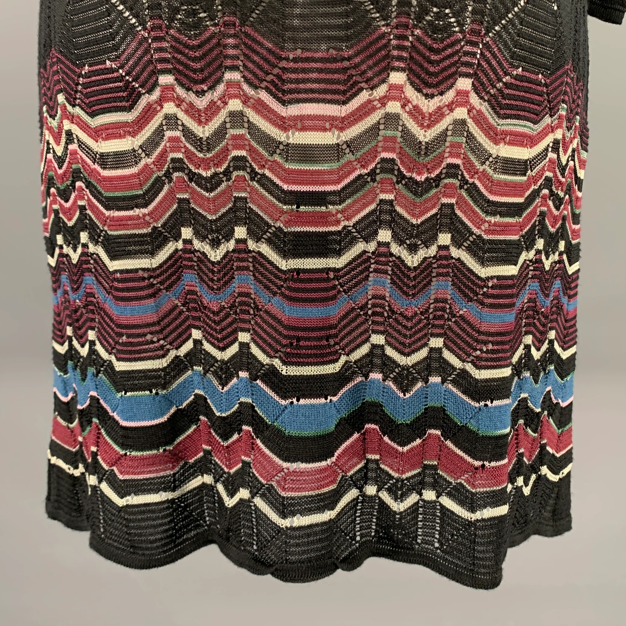 M MISSONI Size 2 Black Viscose Wool Blend Lace Scoop Neck Dress - Image 5