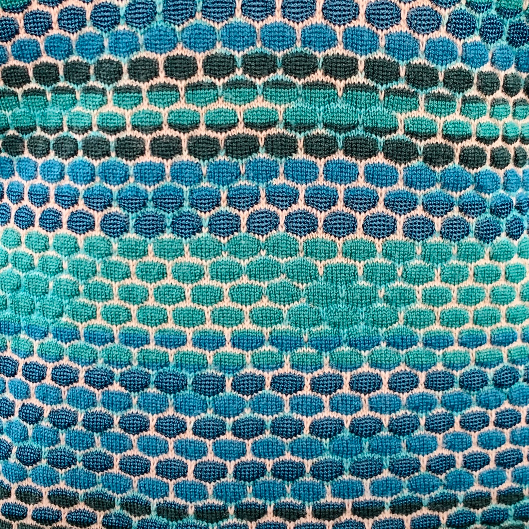 M MISSONI Size 4 Blue Green Merino Wool Blend V-Neck Pullover - Image 2