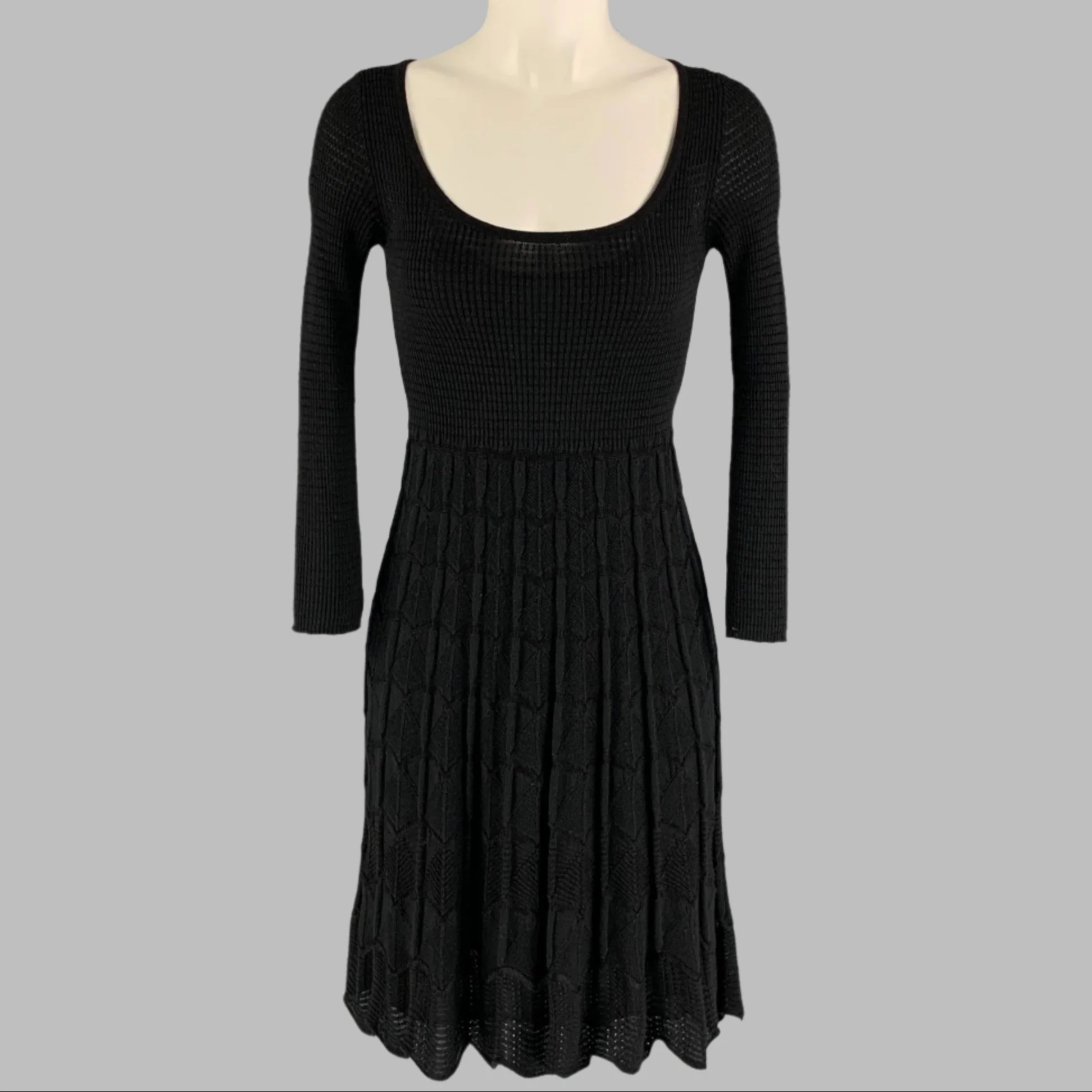 M MISSONI Size 6 Black Knit A-Line Dress