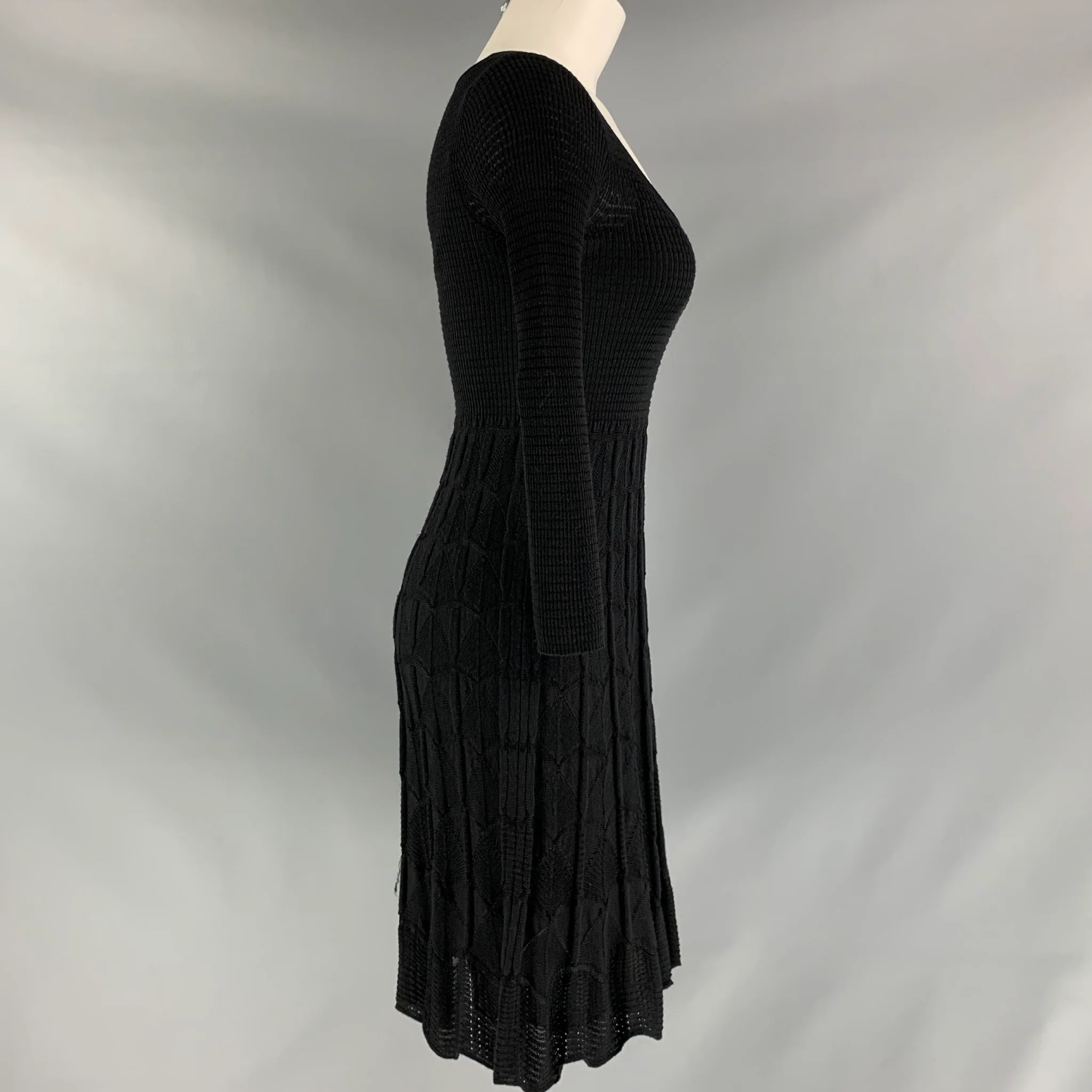 M MISSONI Size 6 Black Knit A-Line Dress - Image 2