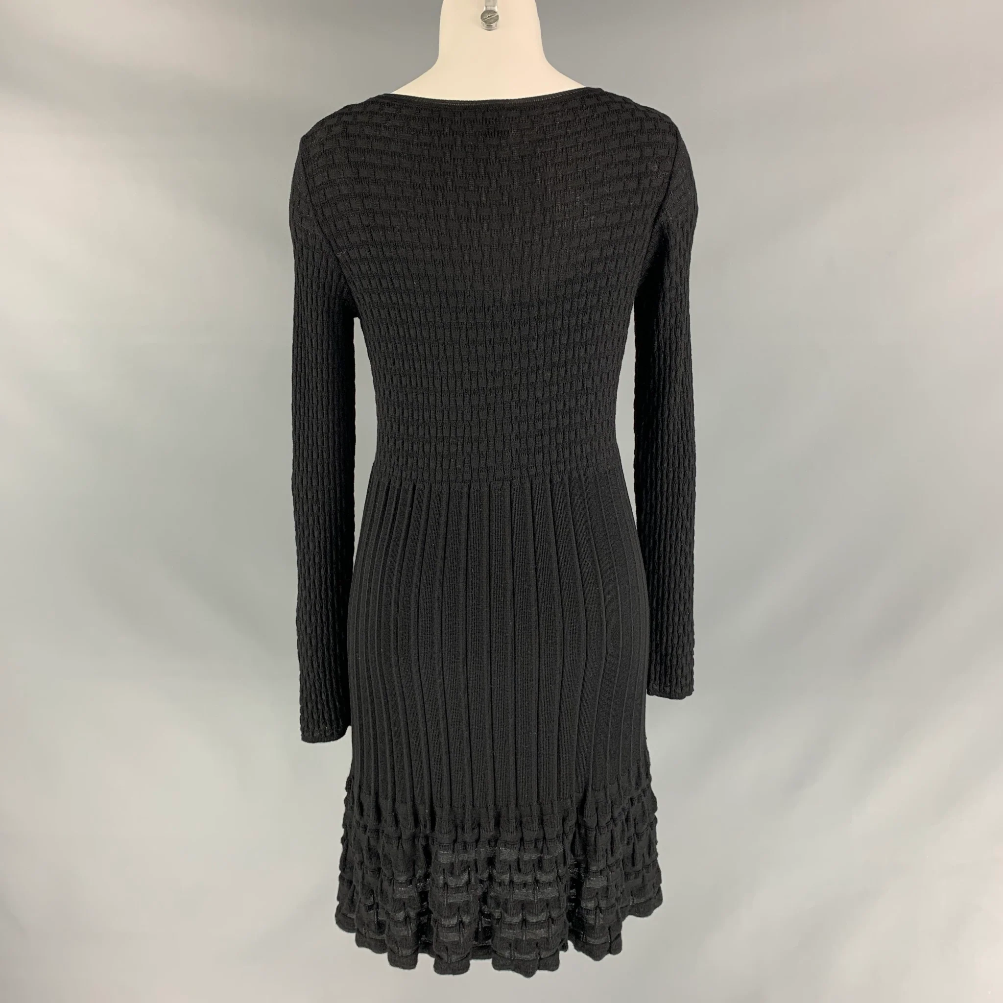 M MISSONI Size 8 Black Wool Blend Knit A-Line Dress - Image 3