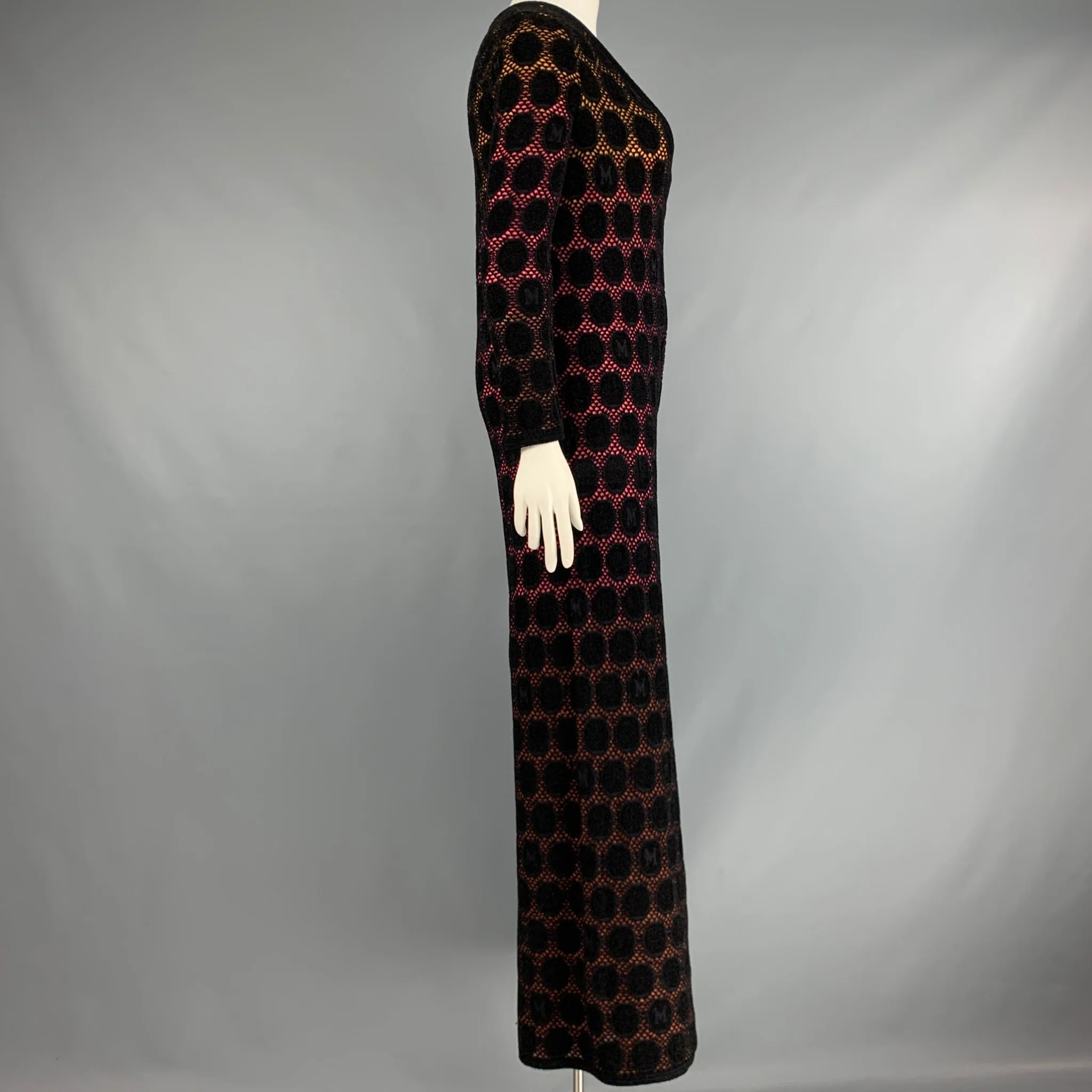 M MISSONI Size L Black Yellow Pink Knit Wide Leg Jumpsuit - Image 4