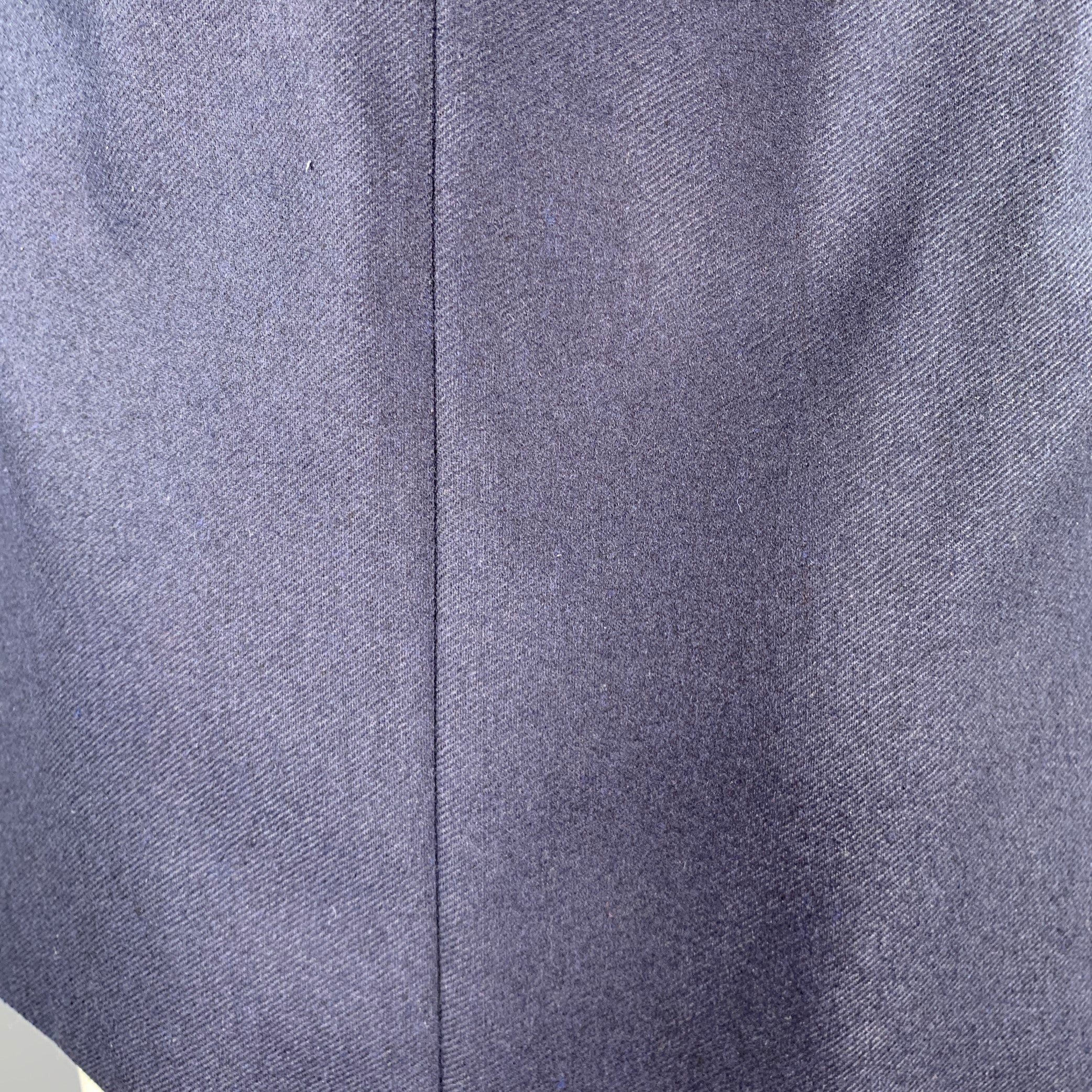 M & S LUXURY Size 38 Navy Twill Wool Blend Notch Lapel Sport Coat - Image 5