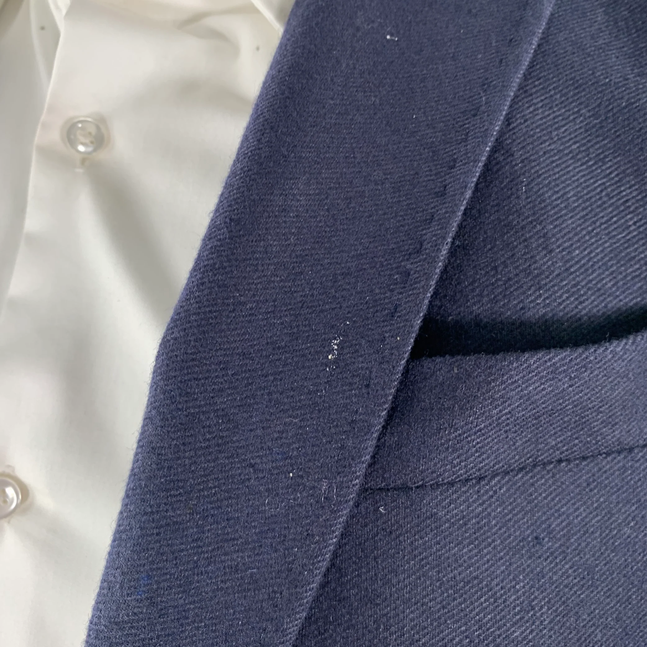 M & S LUXURY Size 38 Navy Twill Wool Blend Notch Lapel Sport Coat - Image 6
