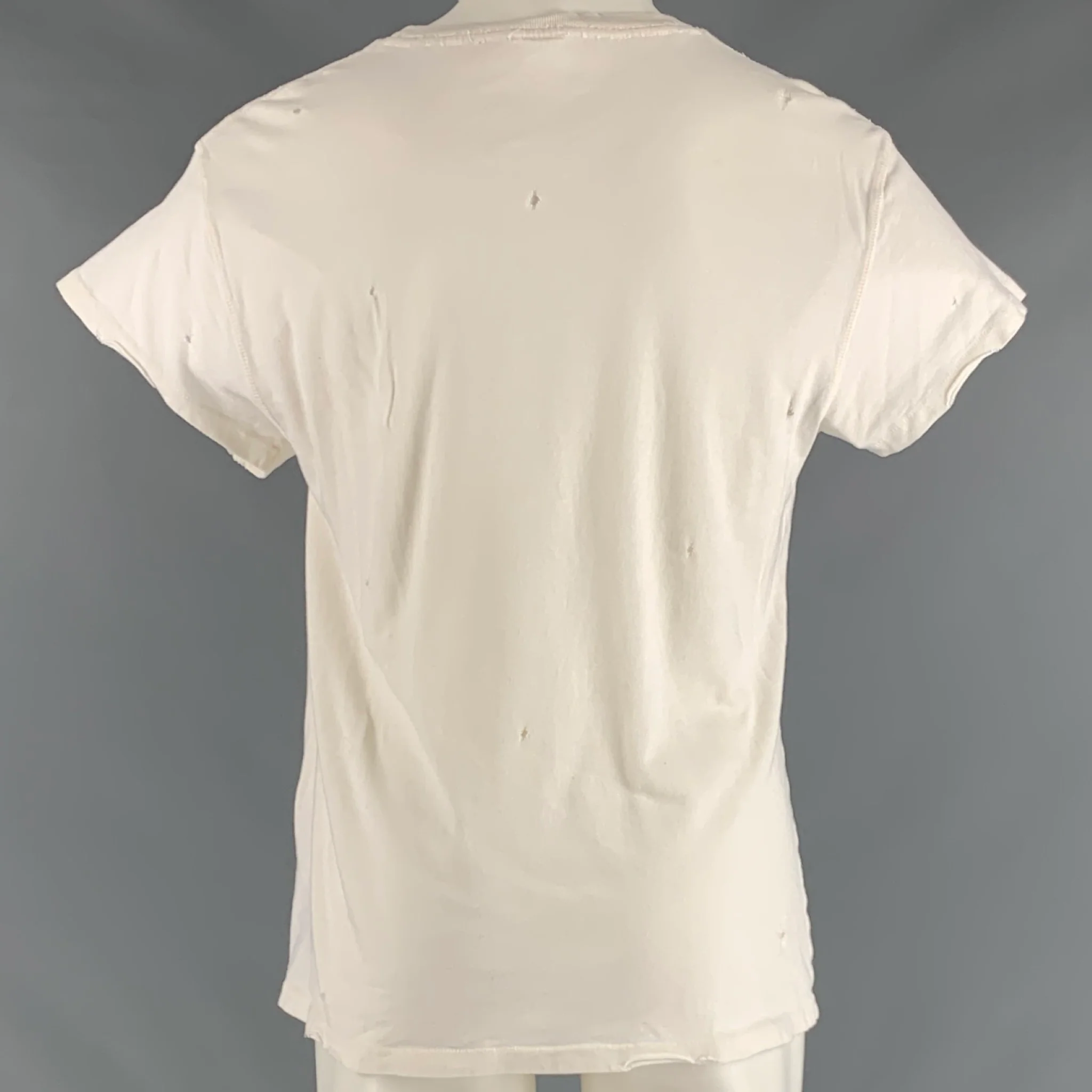 MADEWORN Size M Off White Rock Concert Cotton Distressed T-shirt - Image 4