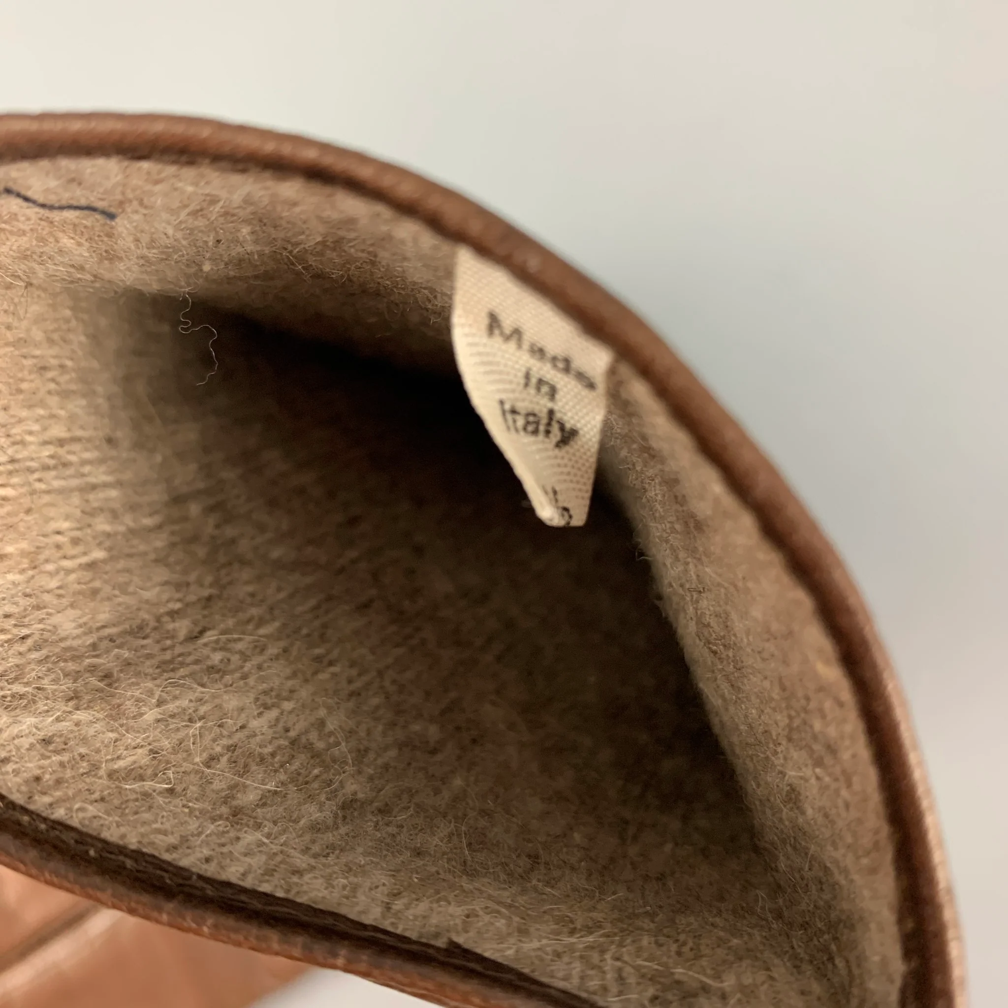 MADOVA Size 6.5 Brown Leather Cashmere Gloves - Image 3