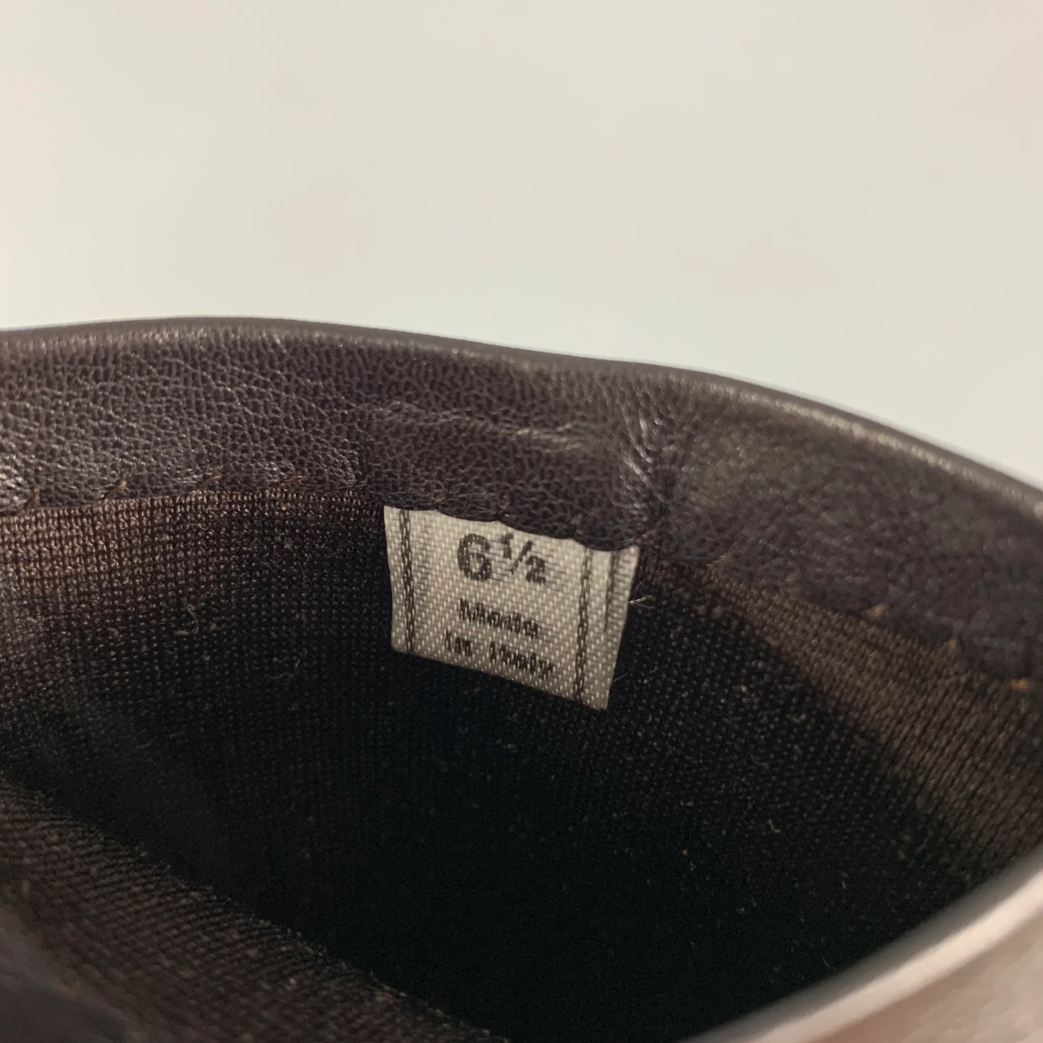 MADOVA Size 6.5 Dark Brown Leather Silk Gloves - Image 3