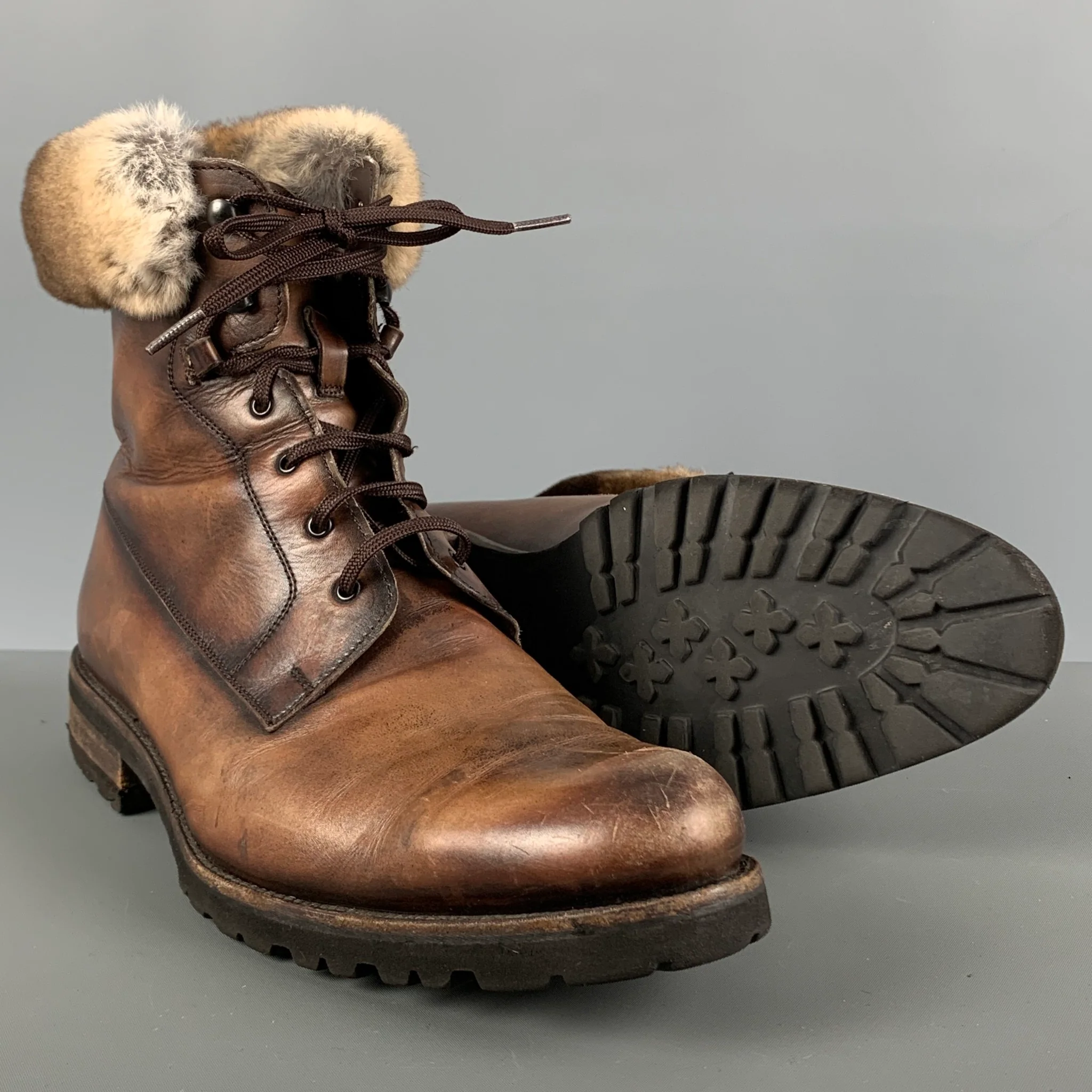 MAGNANNI Size 9.5 Brown Leather Lace Up Boots - Image 5