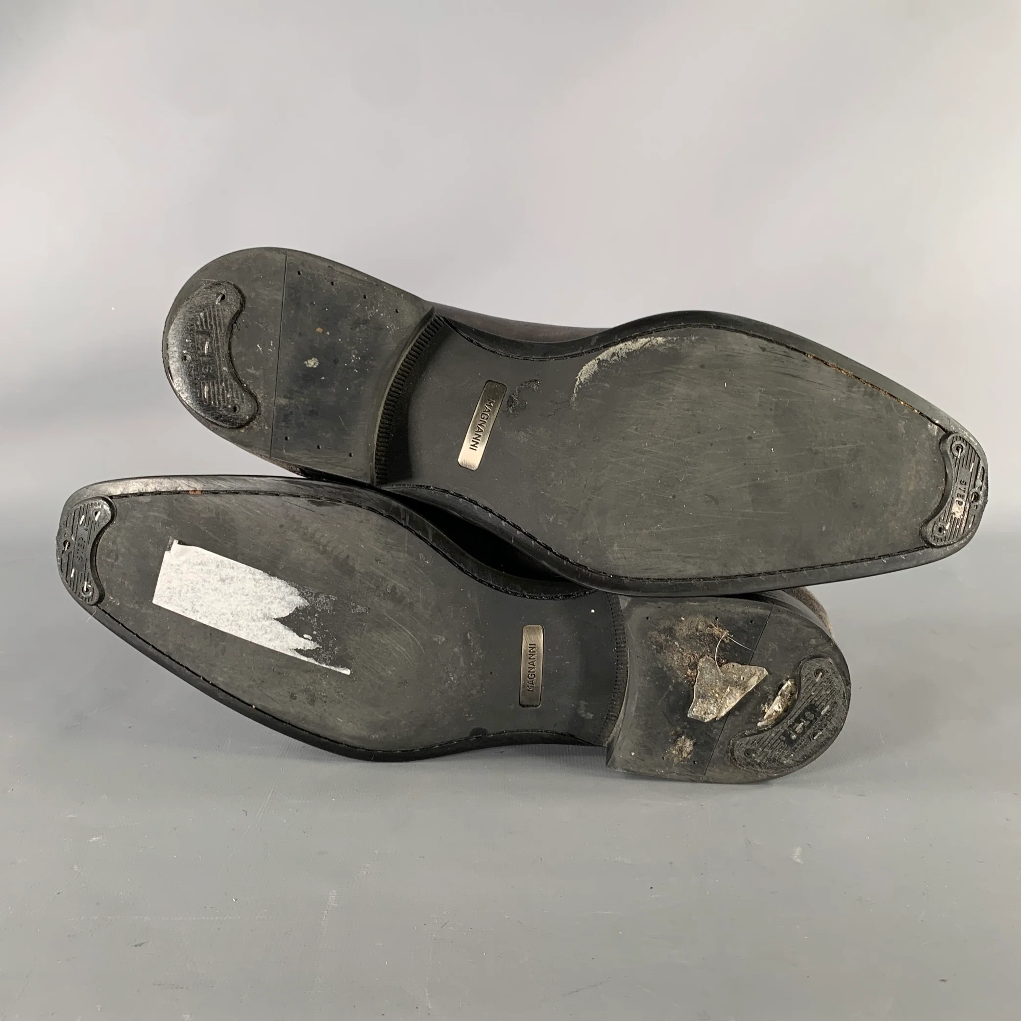 MAGNANNI Size 9.5 Grey Gunmetal Mixed Patterns Mixed Fabrics Lace Up Shoes - Image 6