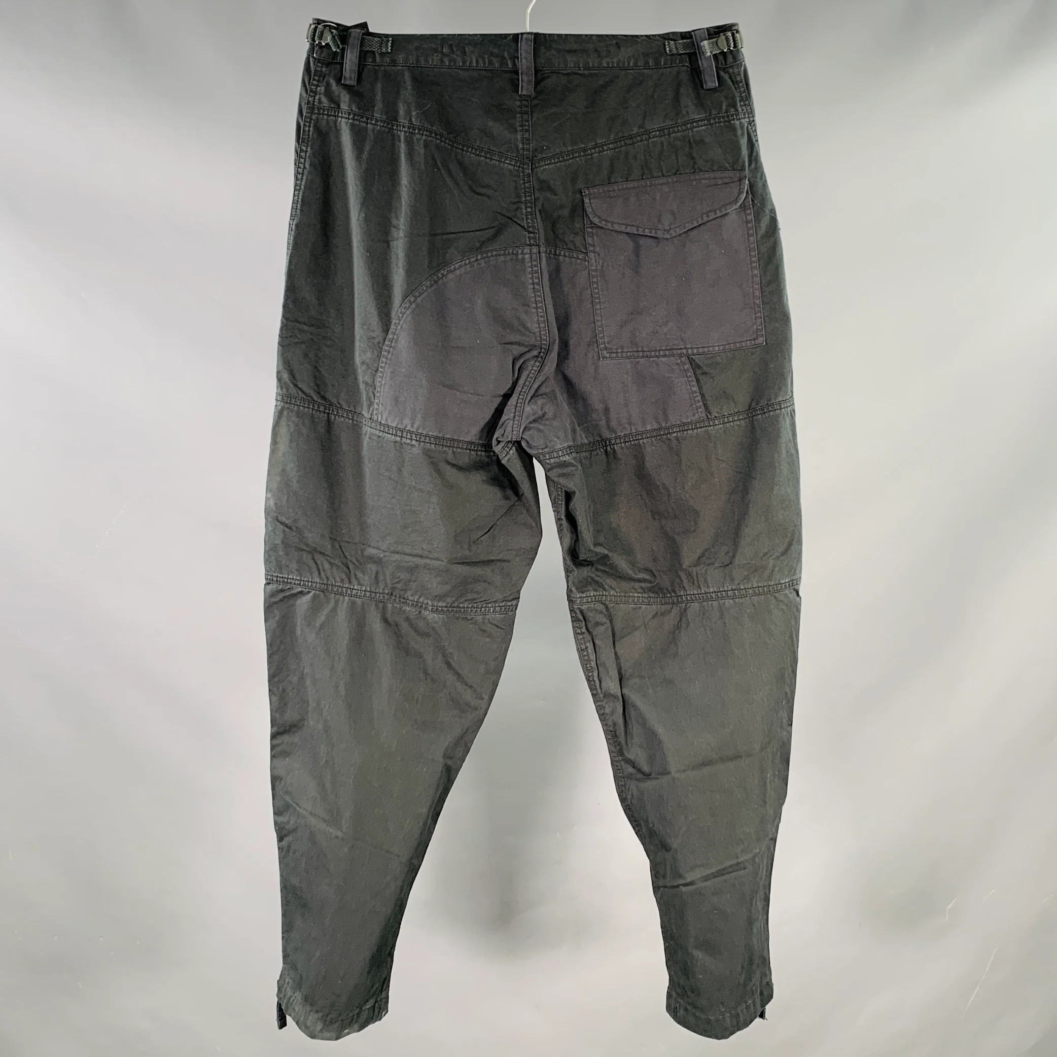 MAHARISHI Size M Black Cotton Utility Drop Crotch Cargo Side Tabs Tapered Casual Pants - Image 3
