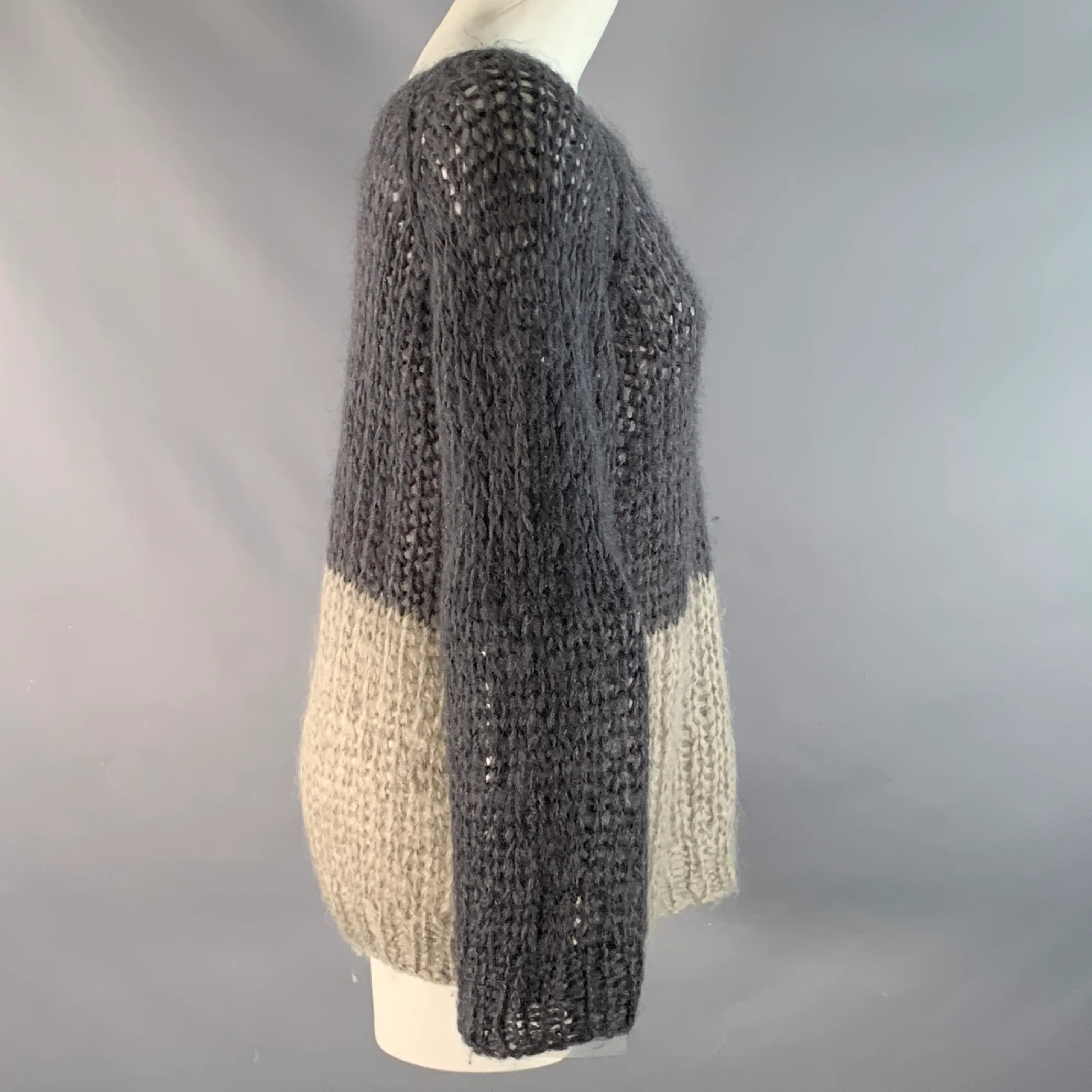 MAIAMI Size M Purple Grey Mohair Blend Two Tone Oversized Sweater - Image 2