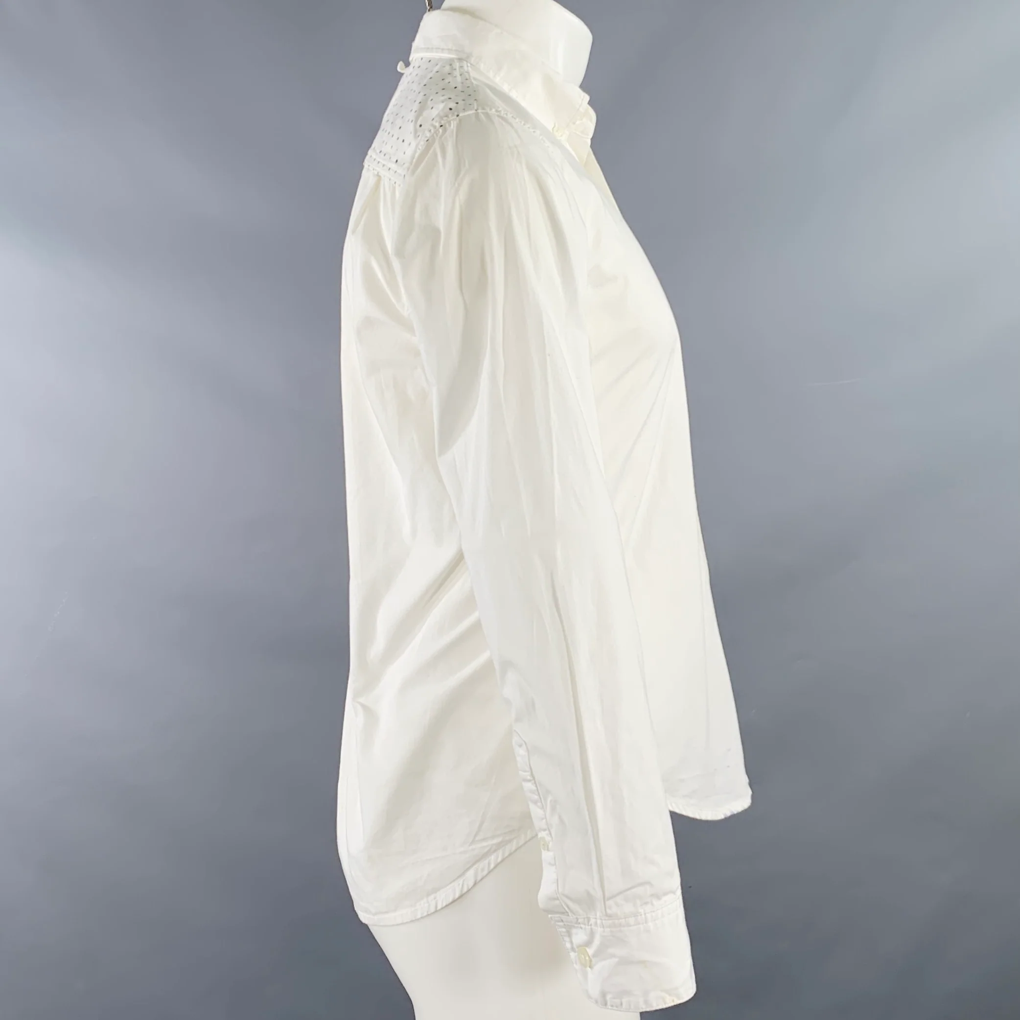 MAIDEN NOIR Size S White Black Dots One Pocket Long Sleeve Shirt - Image 2