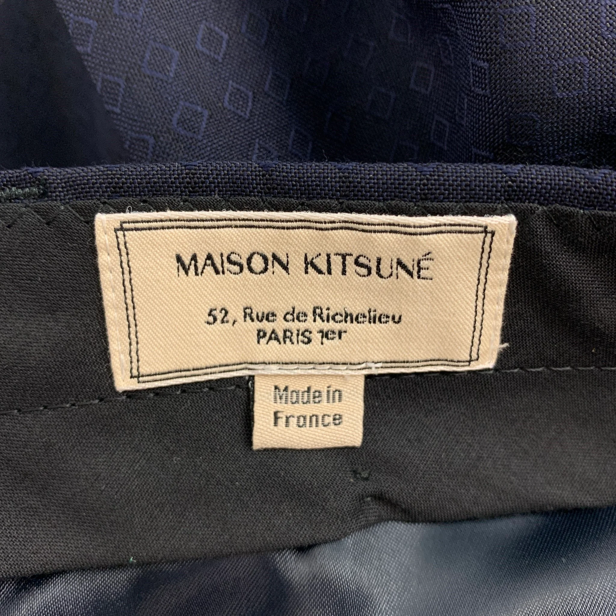 MAISON KITSUNE Size 36 Navy Rhombus Wool Mohair Double Breasted Suit - Image 11