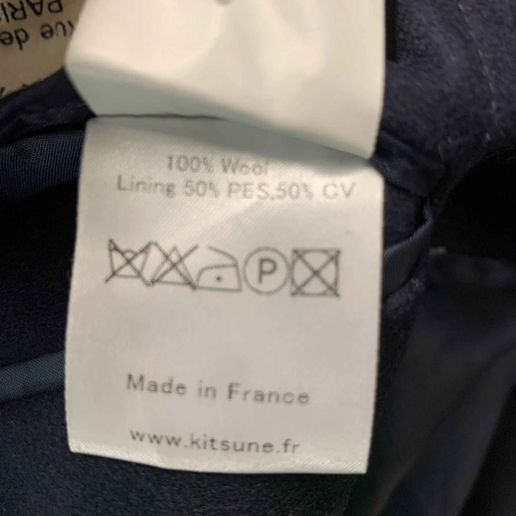 MAISON KITSUNE Size 42 Navy Solid Wool Notch Lapel Sport Coat - Image 8