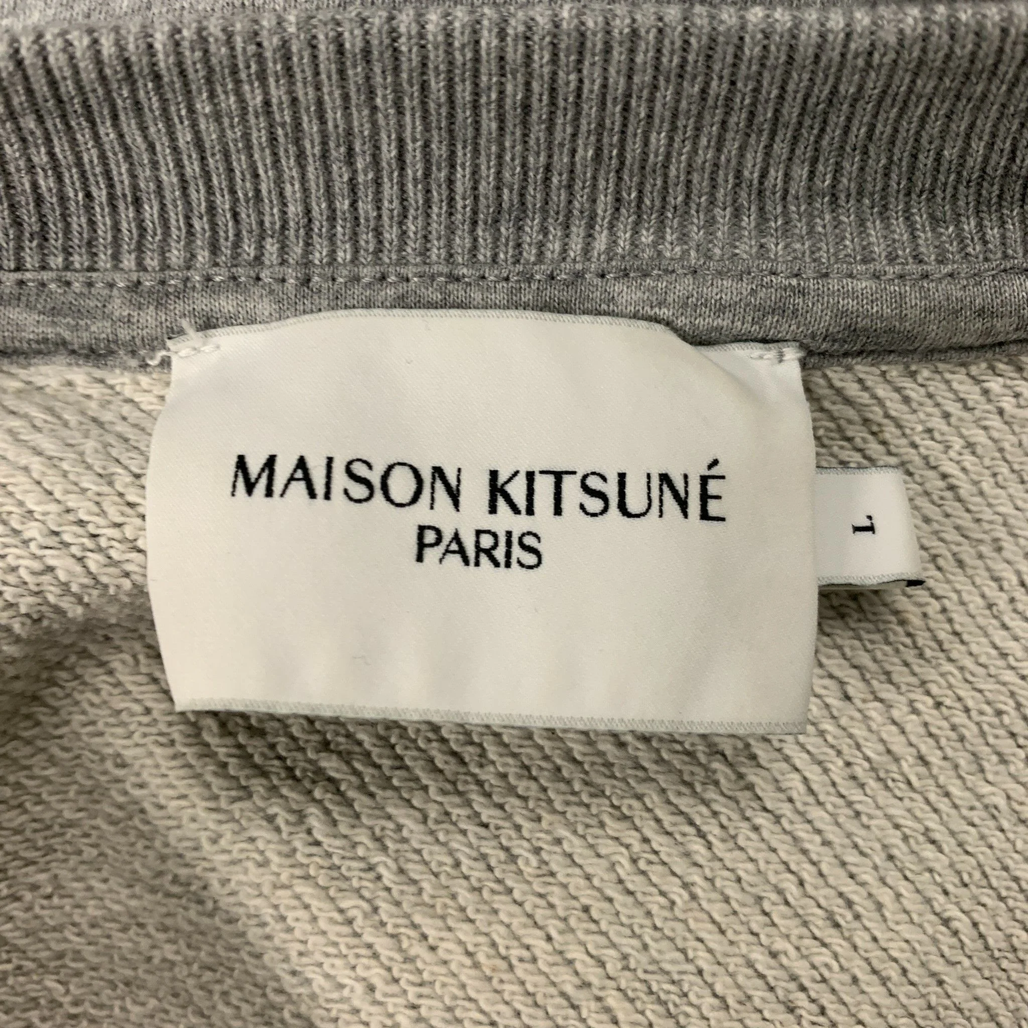 MAISON KITSUNE Size L Grey Logo Cotton Crew-Neck Sweatshirt - Image 4