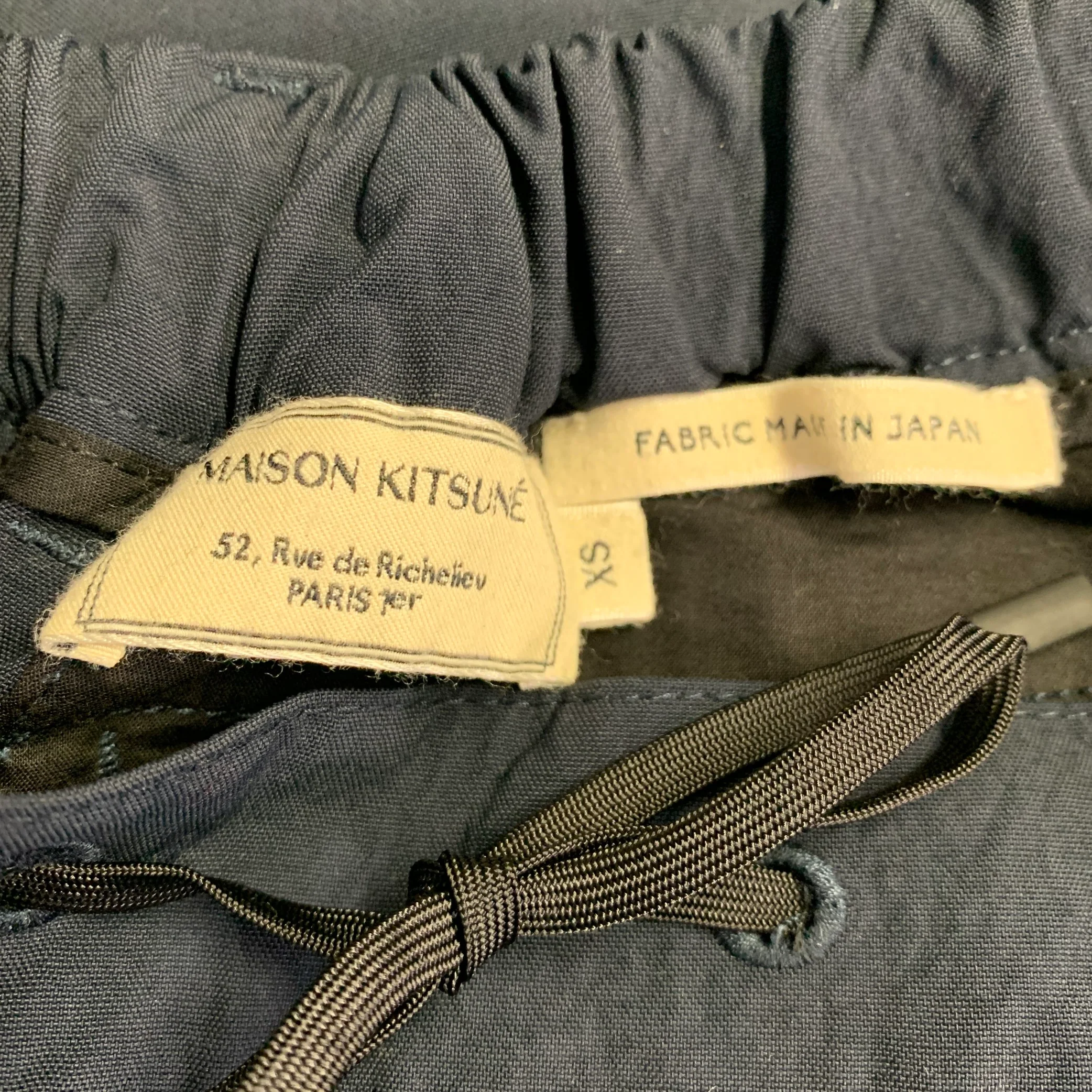 MAISON KITSUNE Size XS Navy Nylon Tapered Drawstring Casual Pants - Image 4