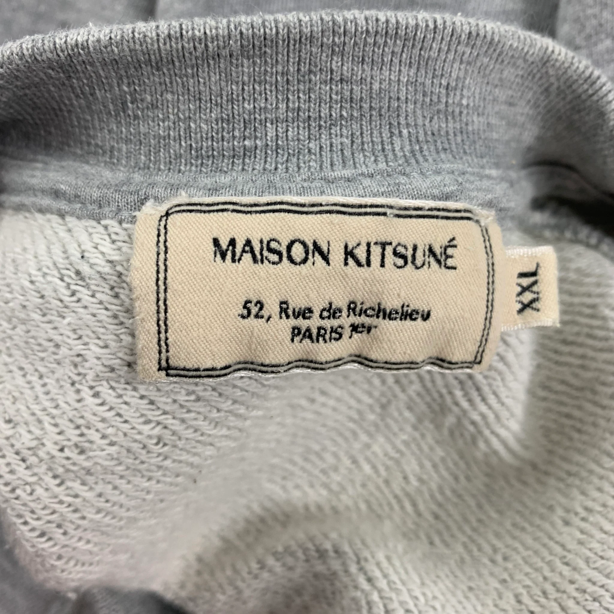 MAISON KITSUNE Size XXL Gray Cotton Crew-Neck Pullover - Image 5