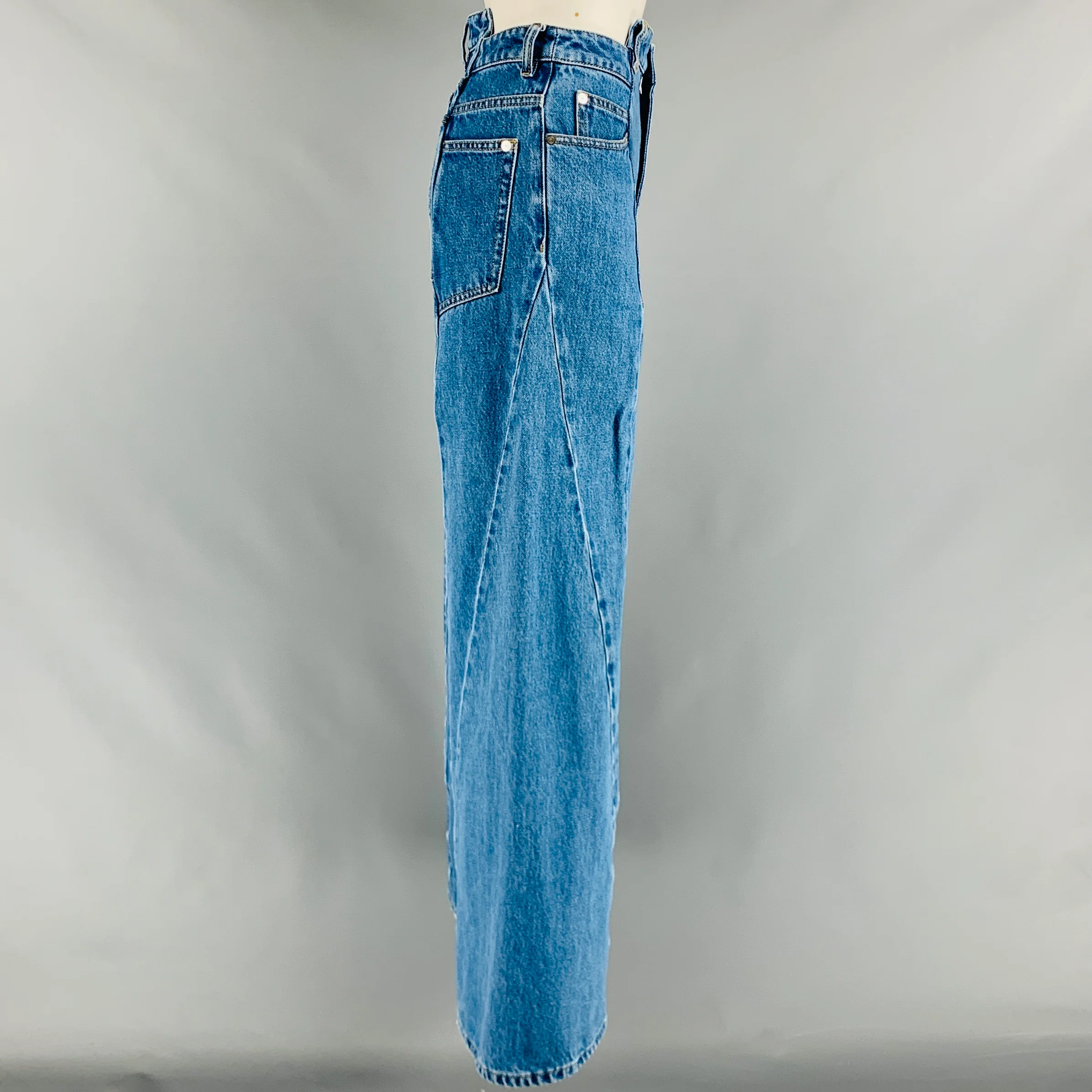 MAISON MARGIELA Size 0 Blue Cotton High Waisted Jeans - Image 3