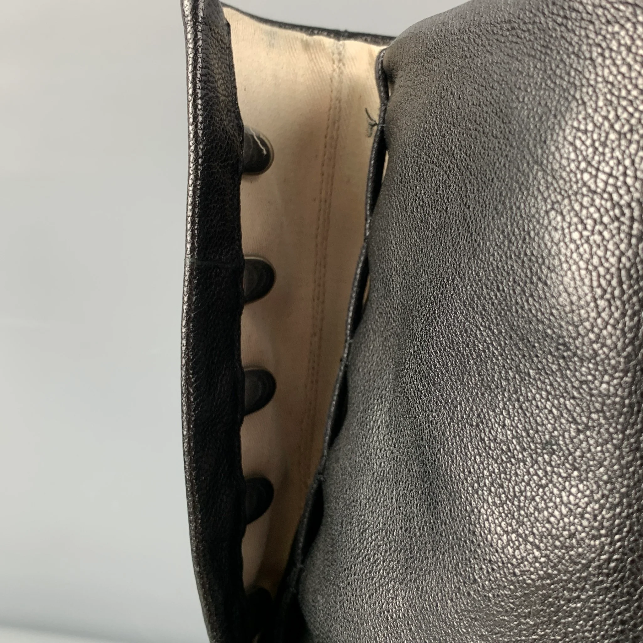 MAISON MARGIELA Size 10 Black Leather Ankle Tabi Boots - Image 7