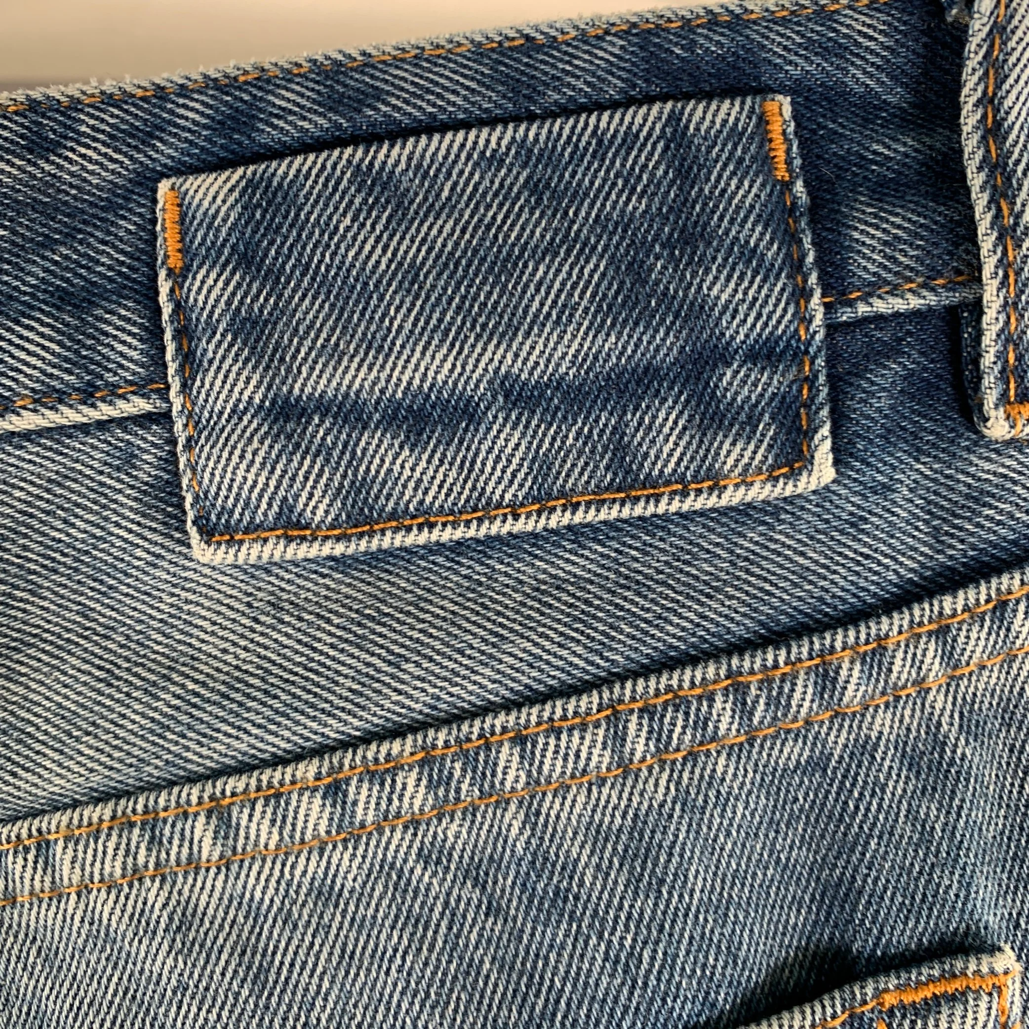 MAISON MARGIELA Size 10 Medium Wash Denim Cotton Jeans - Image 4