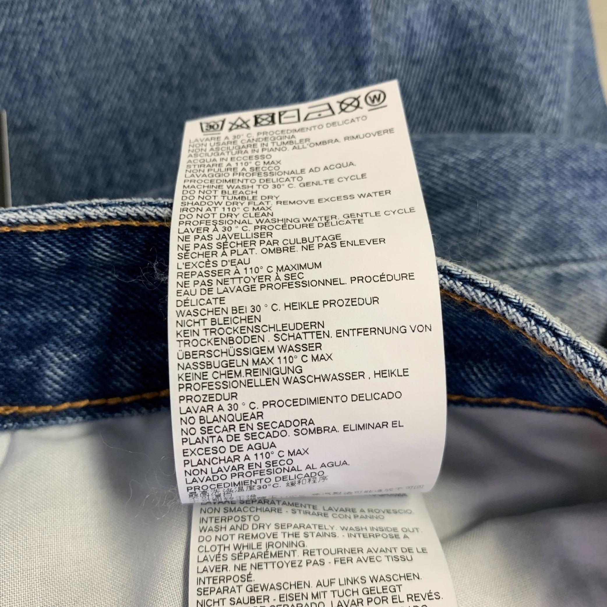 MAISON MARGIELA Size 10 Medium Wash Denim Cotton Jeans - Image 7