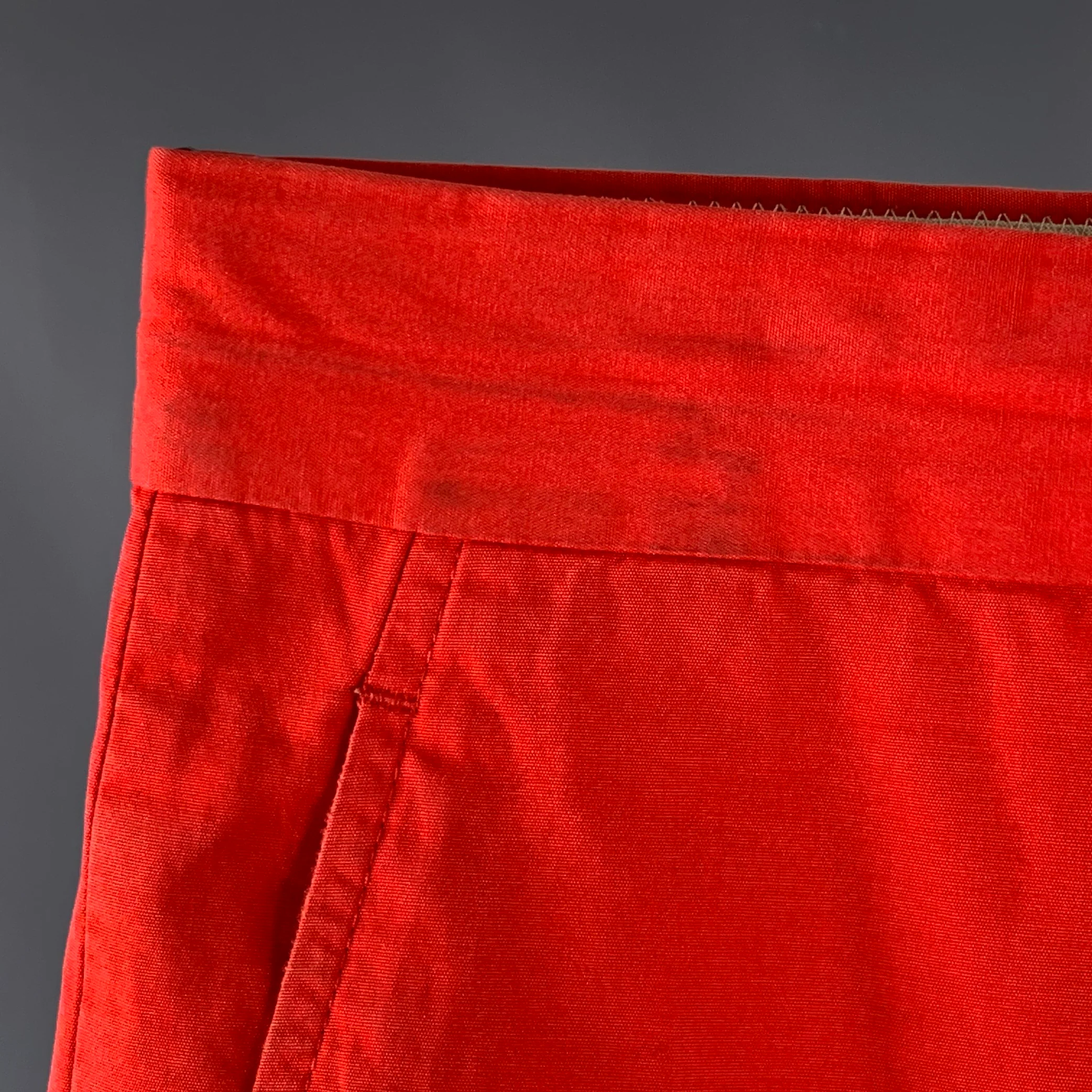 MAISON MARGIELA Size 32 Red Cotton Straight Zip Fly Casual Pants - Image 4