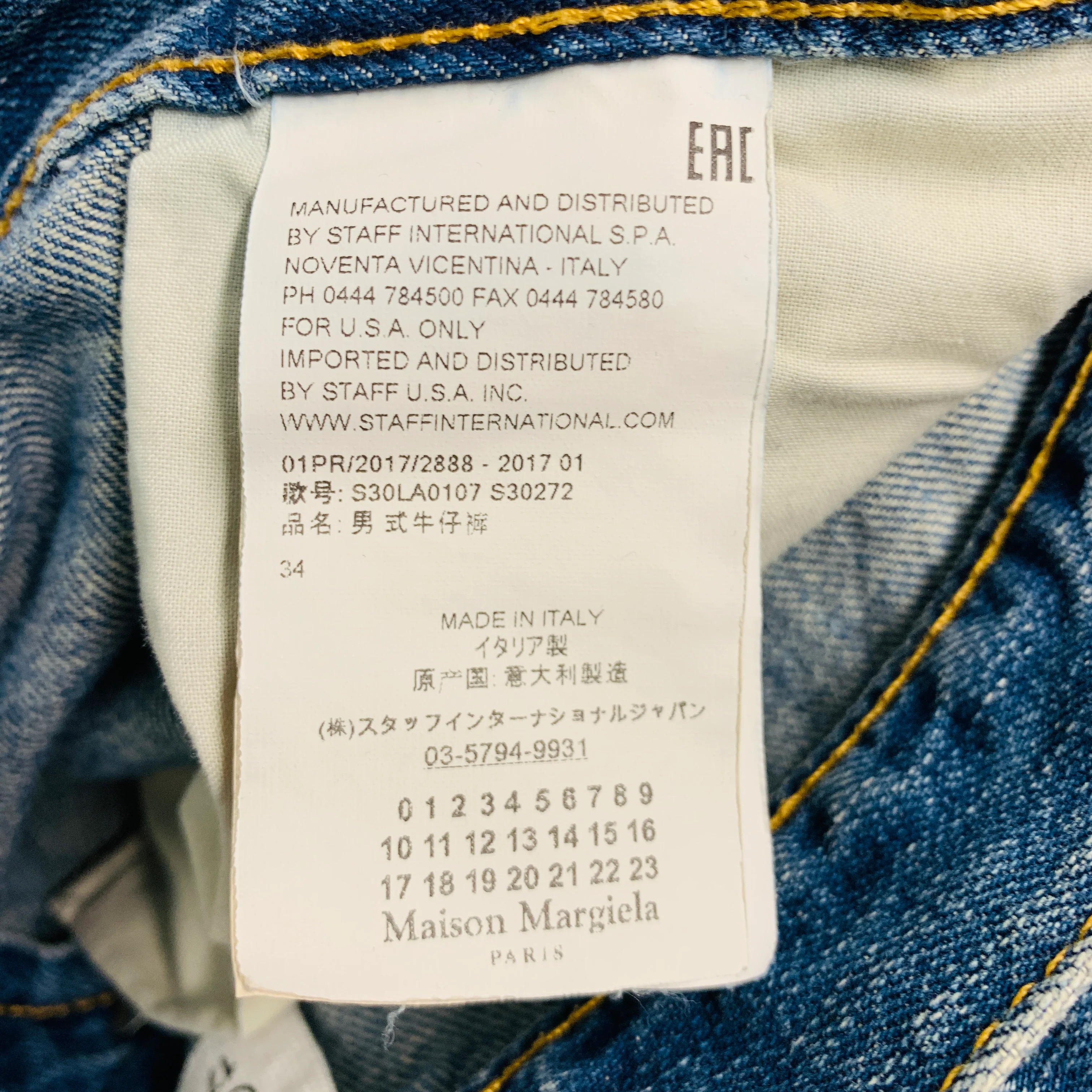 MAISON MARGIELA Size 34 Blue Cotton Button Fly Jeans - Image 7