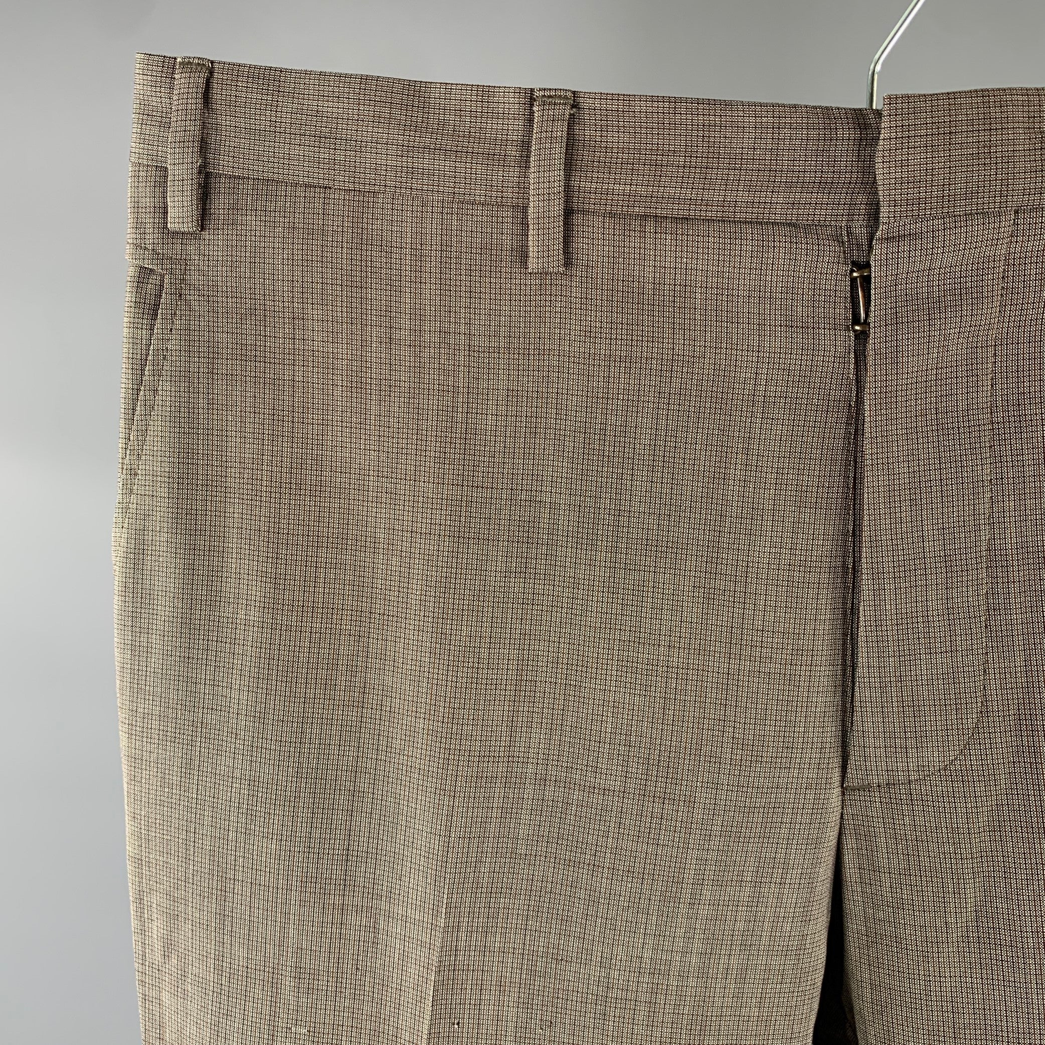 MAISON MARGIELA Size 36 Grey Orange Heather Wool Button Fly Dress Pants - Image 2