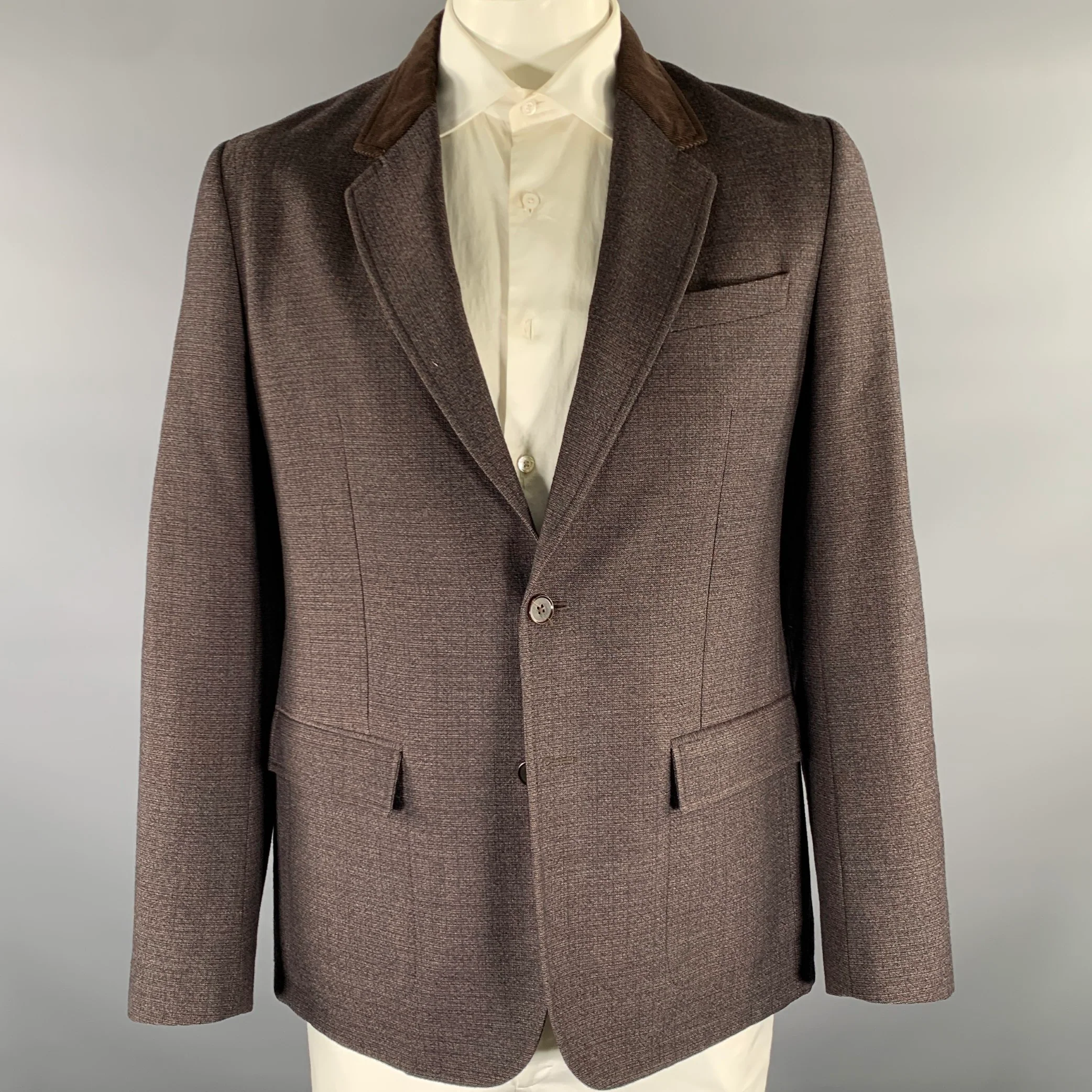 MAISON MARGIELA Size 42 Brown Blue Melange Wool Blend Sport Coat