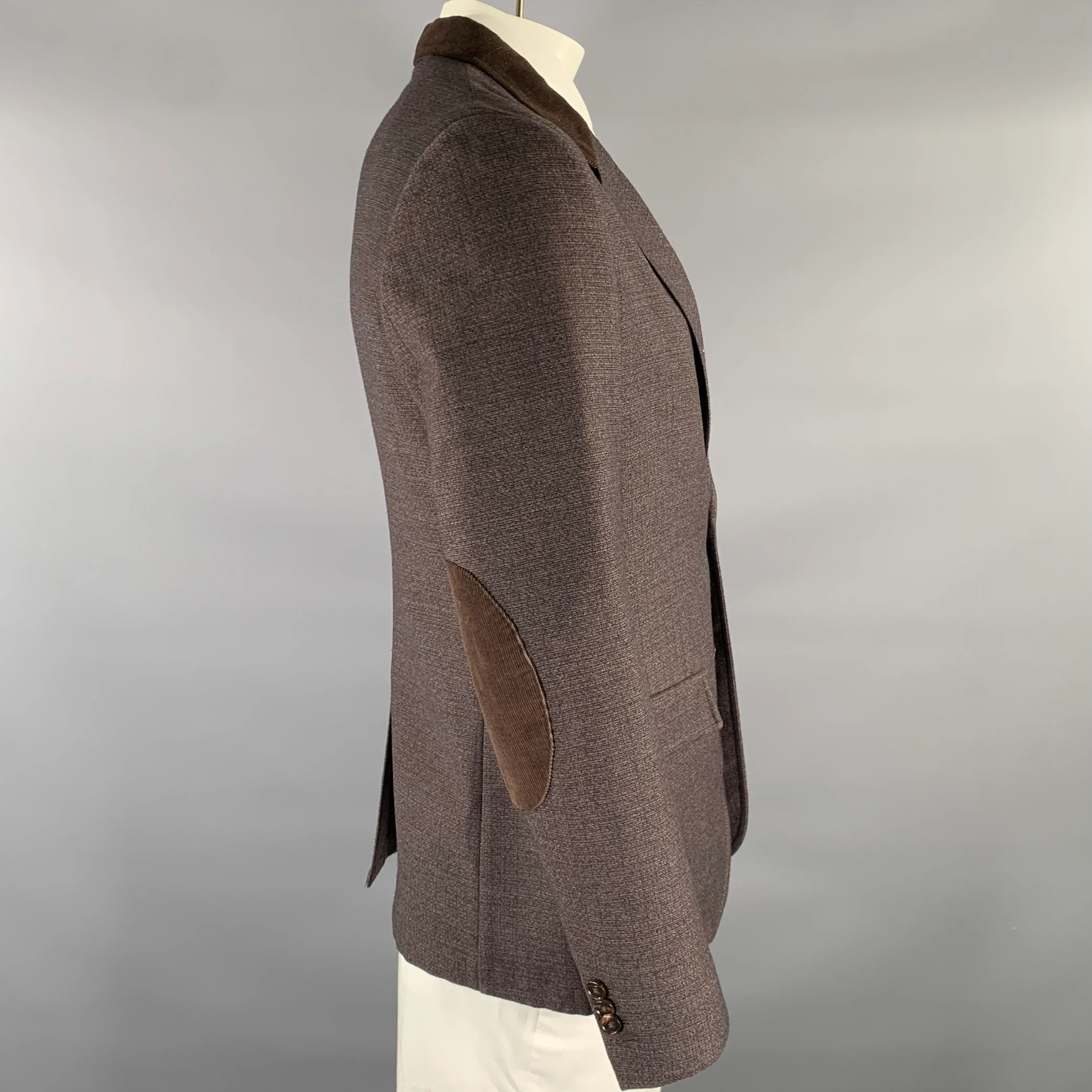MAISON MARGIELA Size 42 Brown Blue Melange Wool Blend Sport Coat - Image 3
