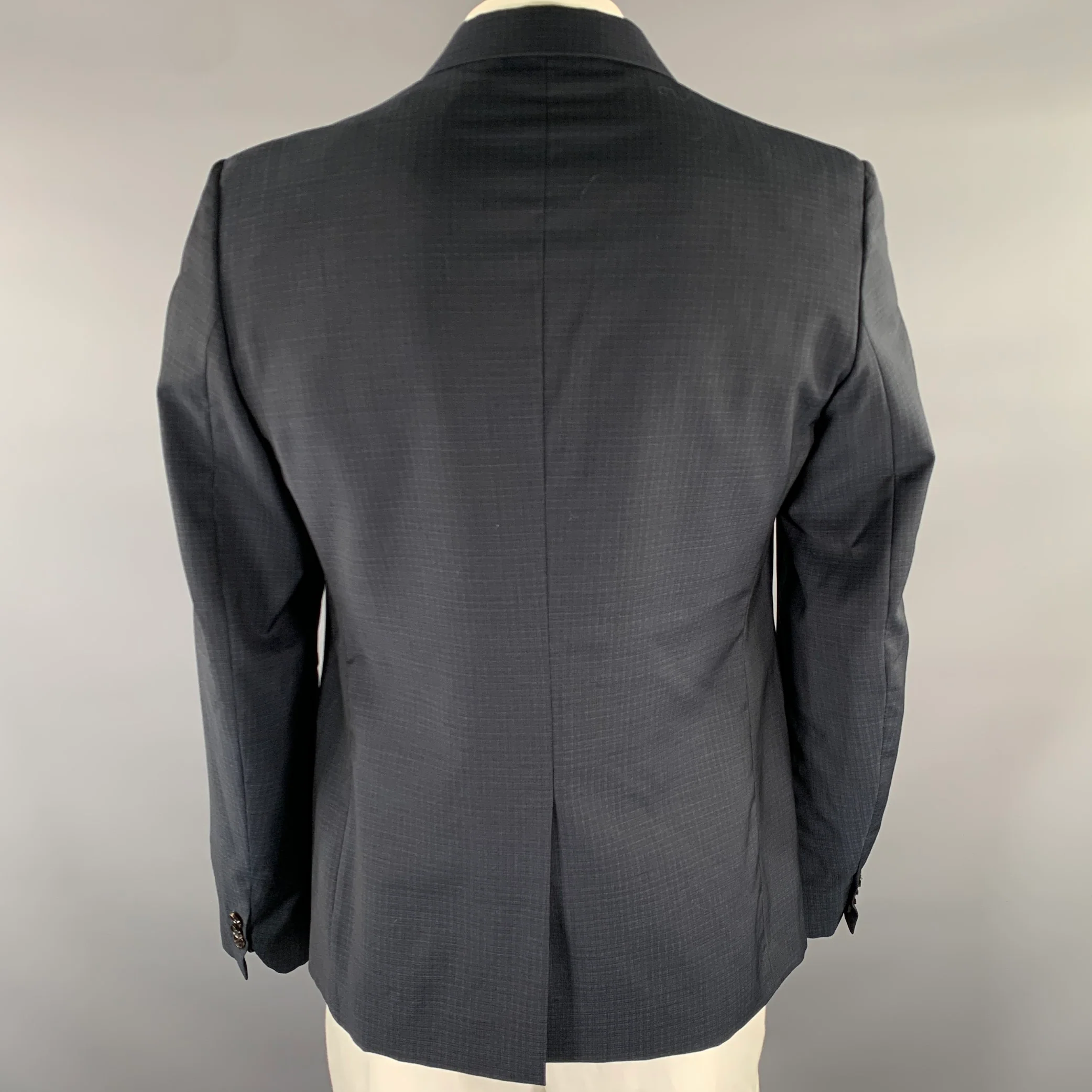 MAISON MARGIELA Size 42 Grey Blue Plaid Wool Notch Lapel Sport Coat - Image 4
