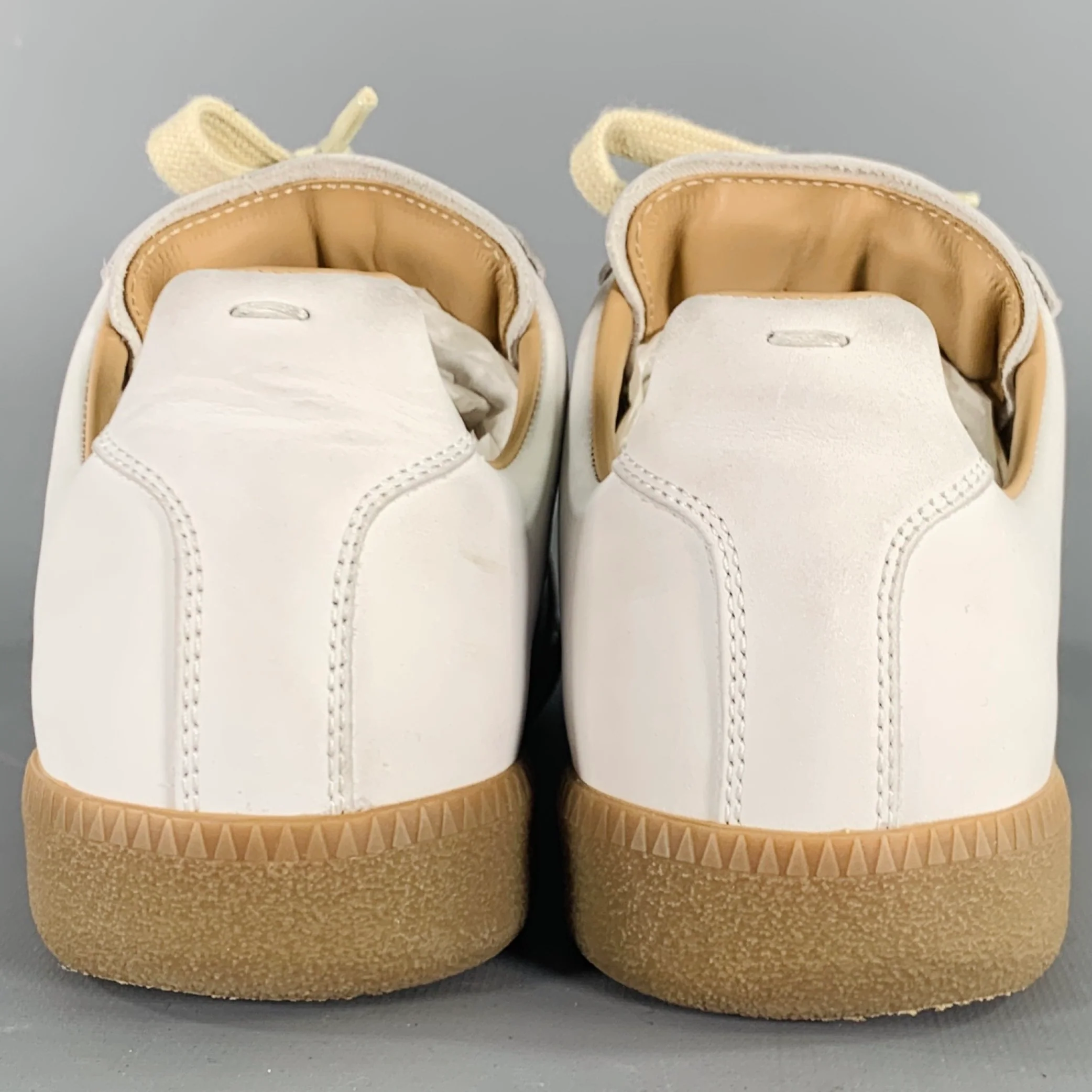 MAISON MARGIELA Size 7.5 White Multi Color Leather Sneakers - Image 3