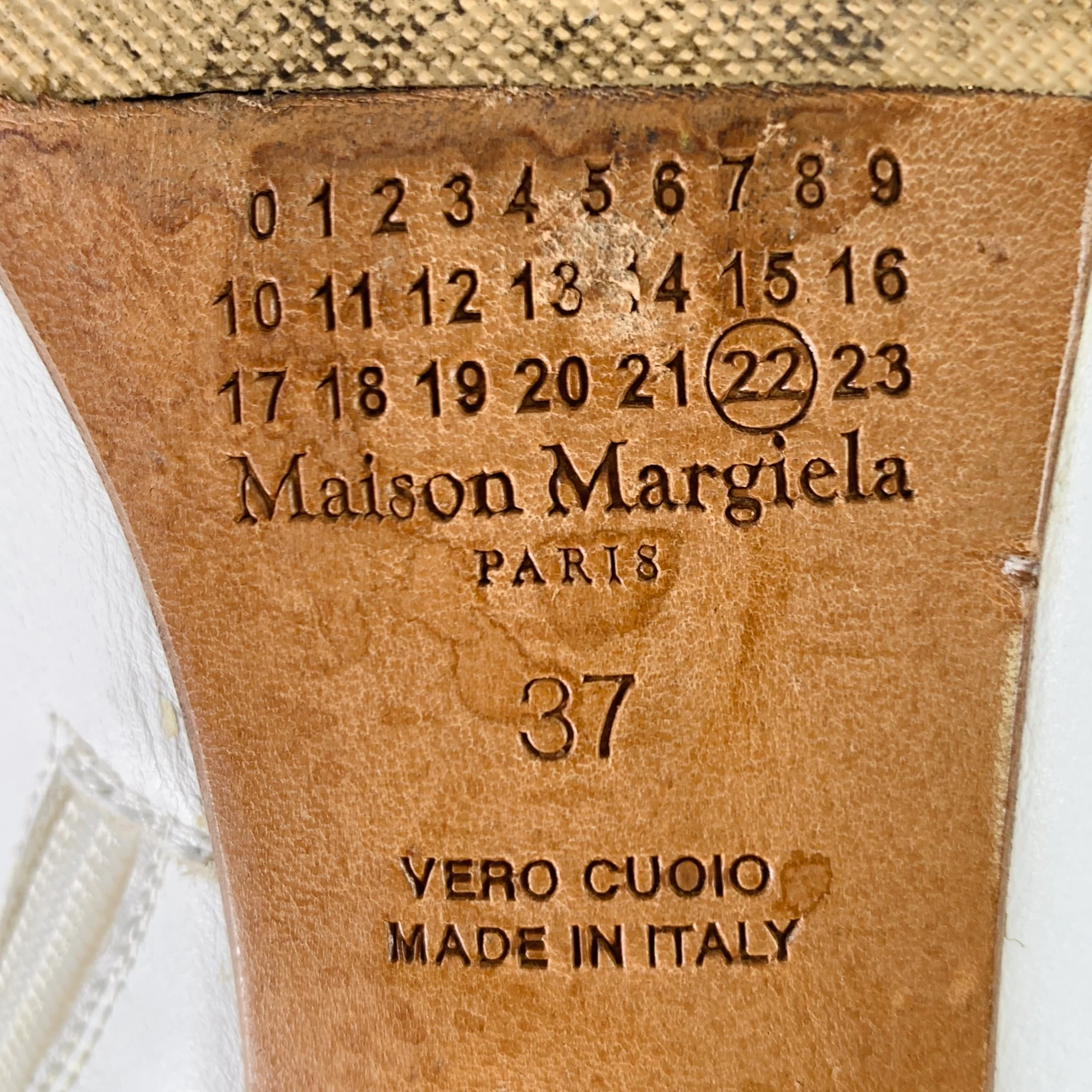 MAISON MARGIELA Size 7 White Natural Leather Peep Toe Boots - Image 8