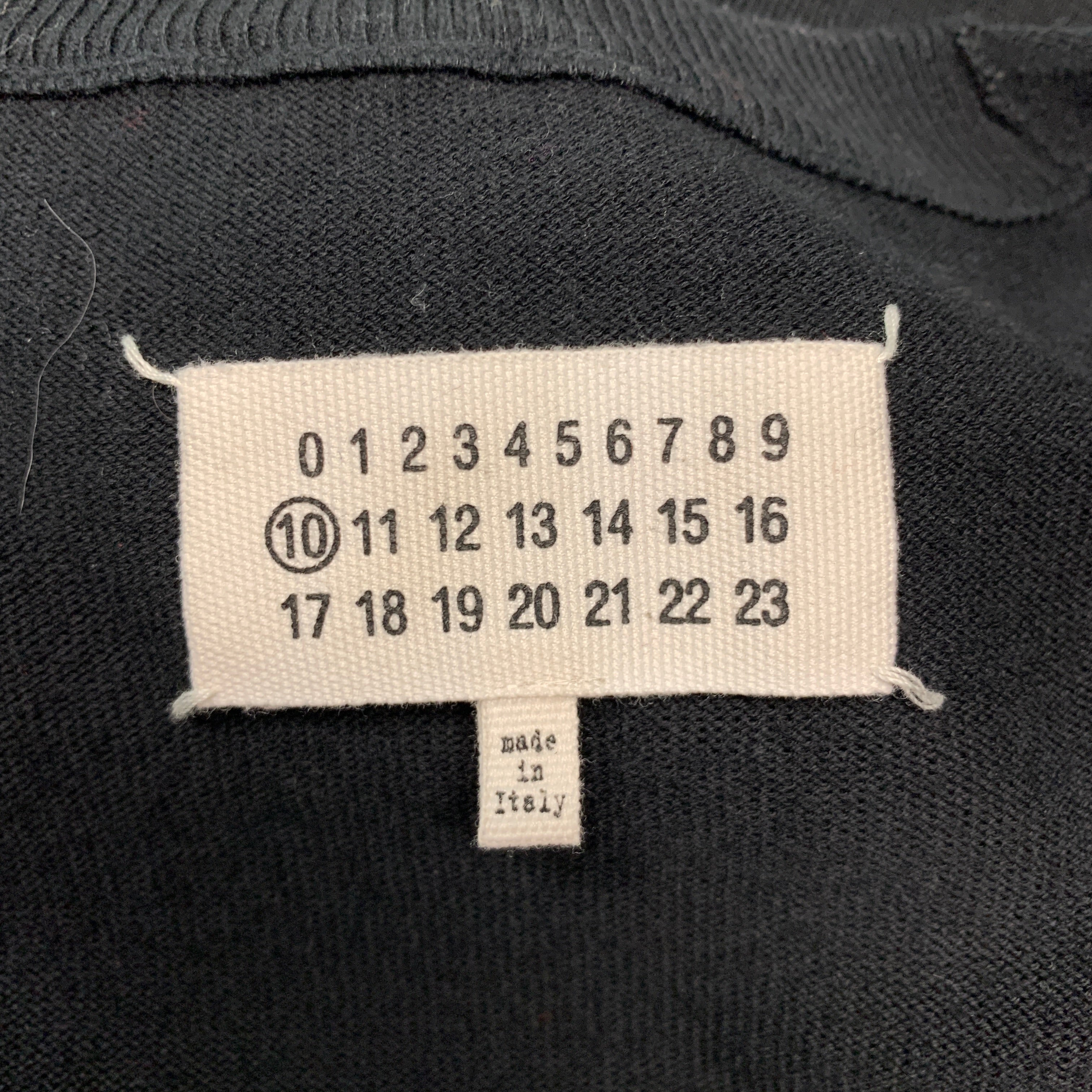 MAISON MARGIELA Size M Black Textured Cotton V-Neck Cardigan - Image 5