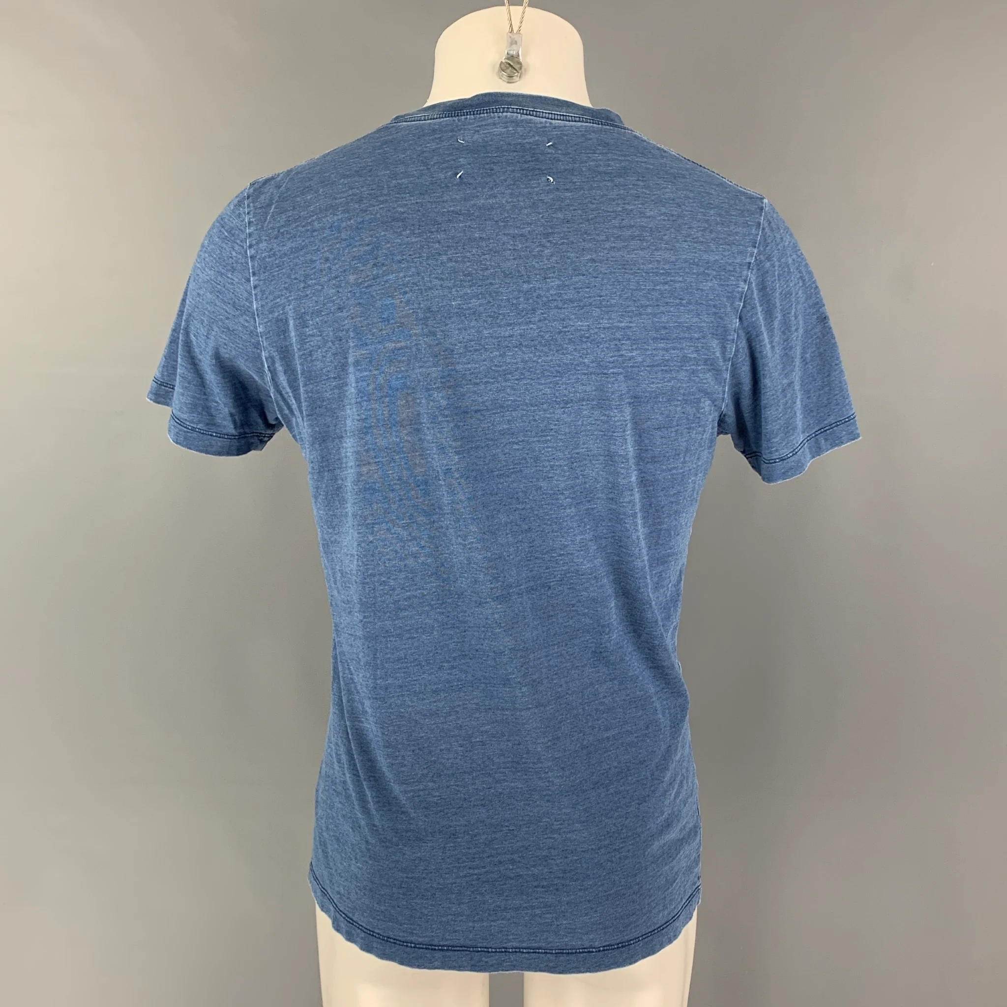 MAISON MARGIELA Size M Blue Cotton Crew-Neck T-shirt - Image 3