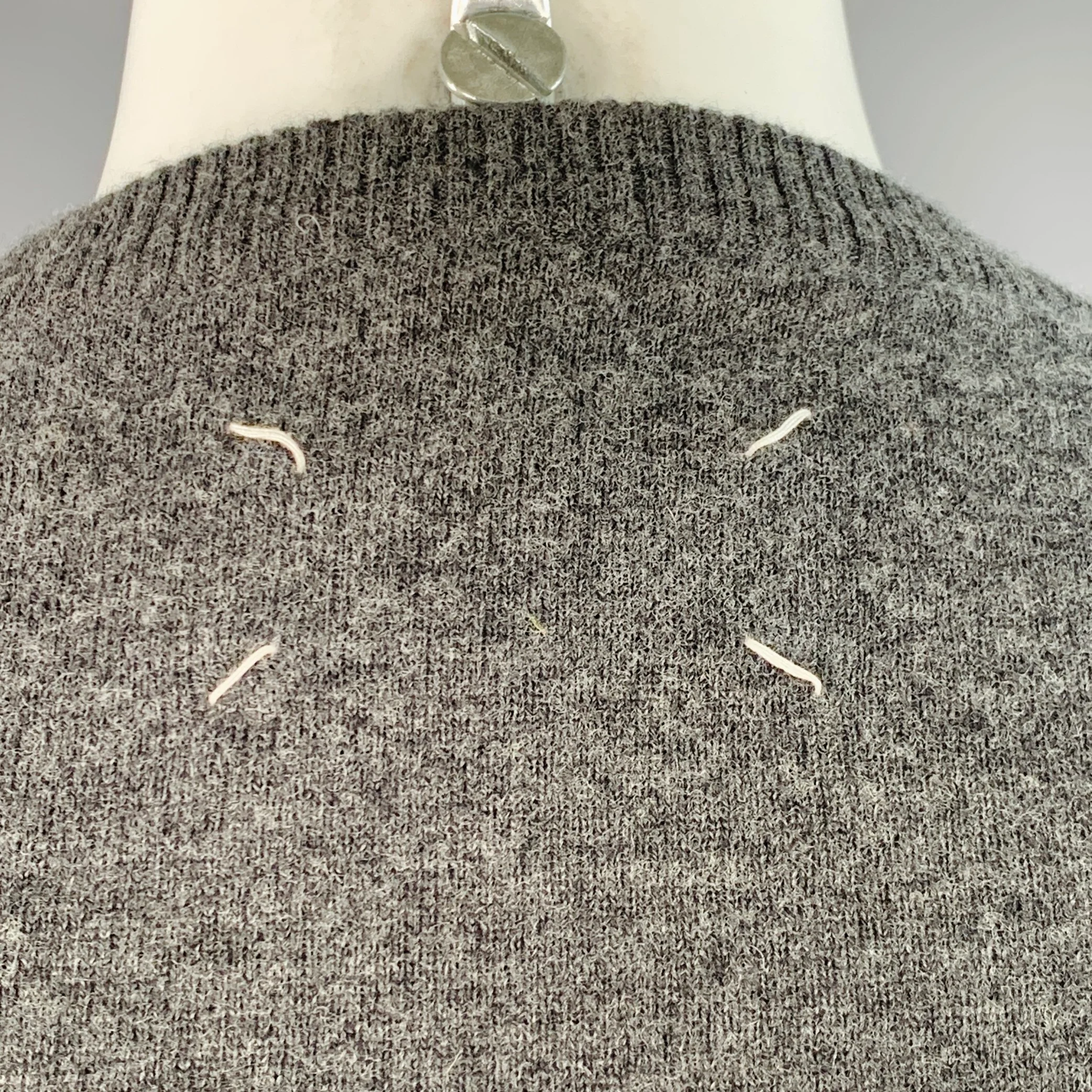 MAISON MARGIELA Size M Grey Brown Wool Suede Elbow Patches Sweater - Image 4