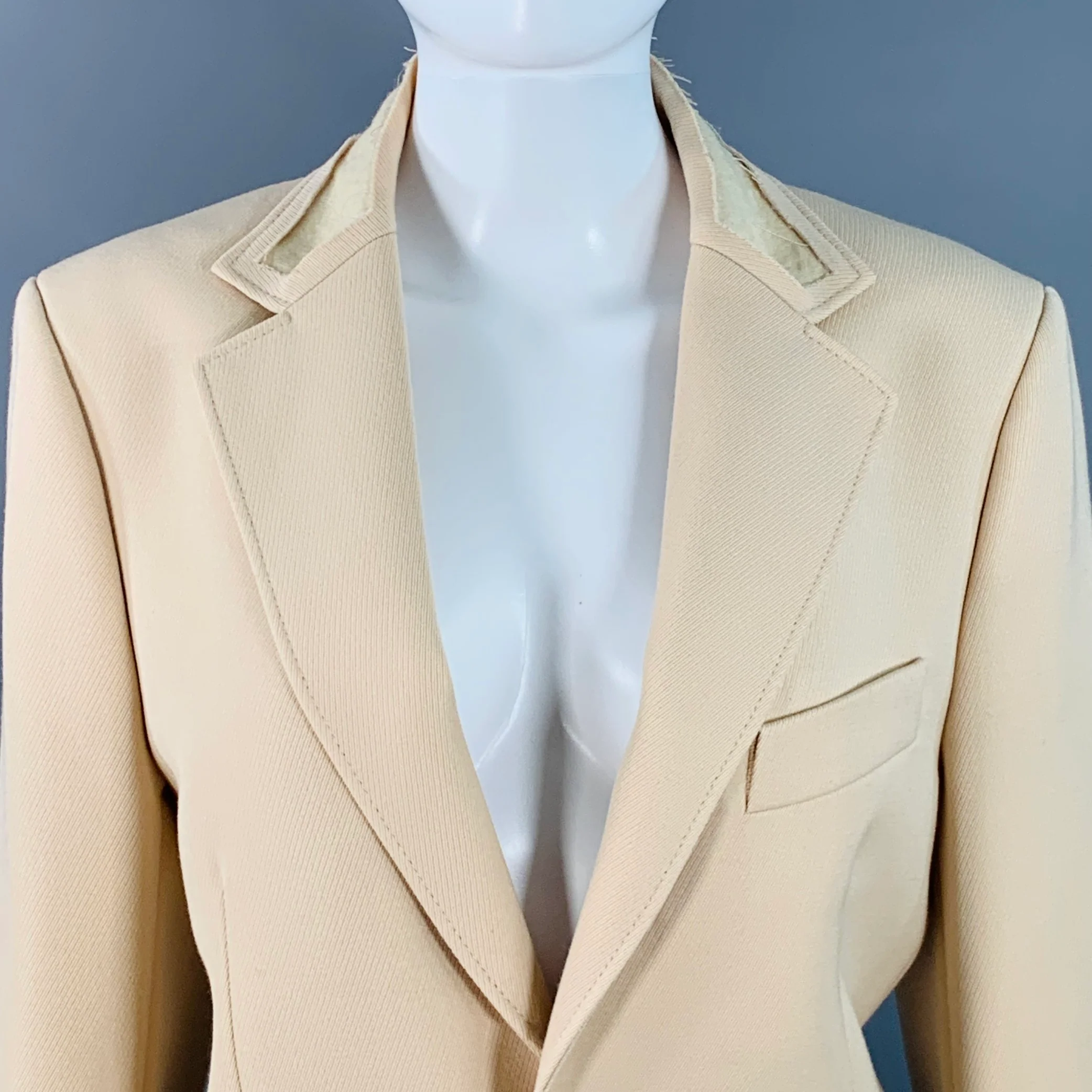 MAISON MARGIELA Size M Khaki Wool Mohair Twill Notch Lapel Jacket Blazer - Image 2