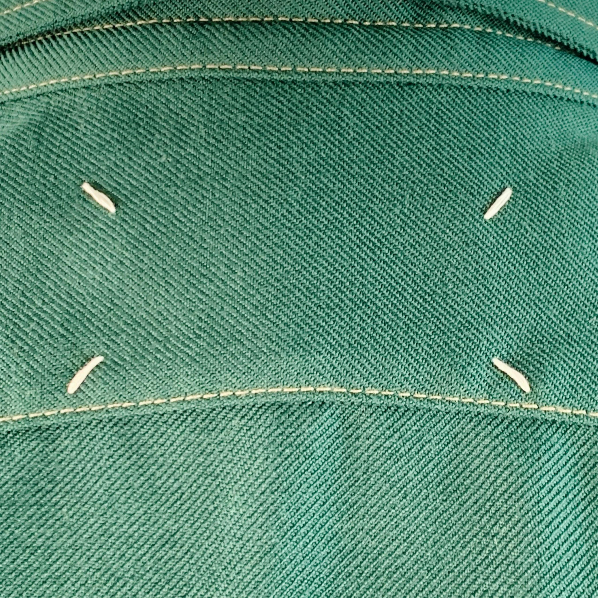 MAISON MARGIELA Size S Green Blue Contrast Trim Epaulets One Pocket Long Sleeve Shirt - Image 6