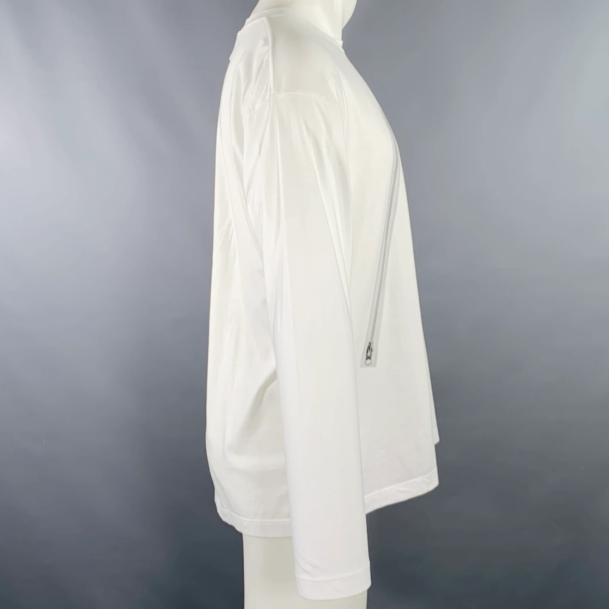MAISON MARGIELA Size S White Black Graphic Cotton Long T-shirt - Image 3