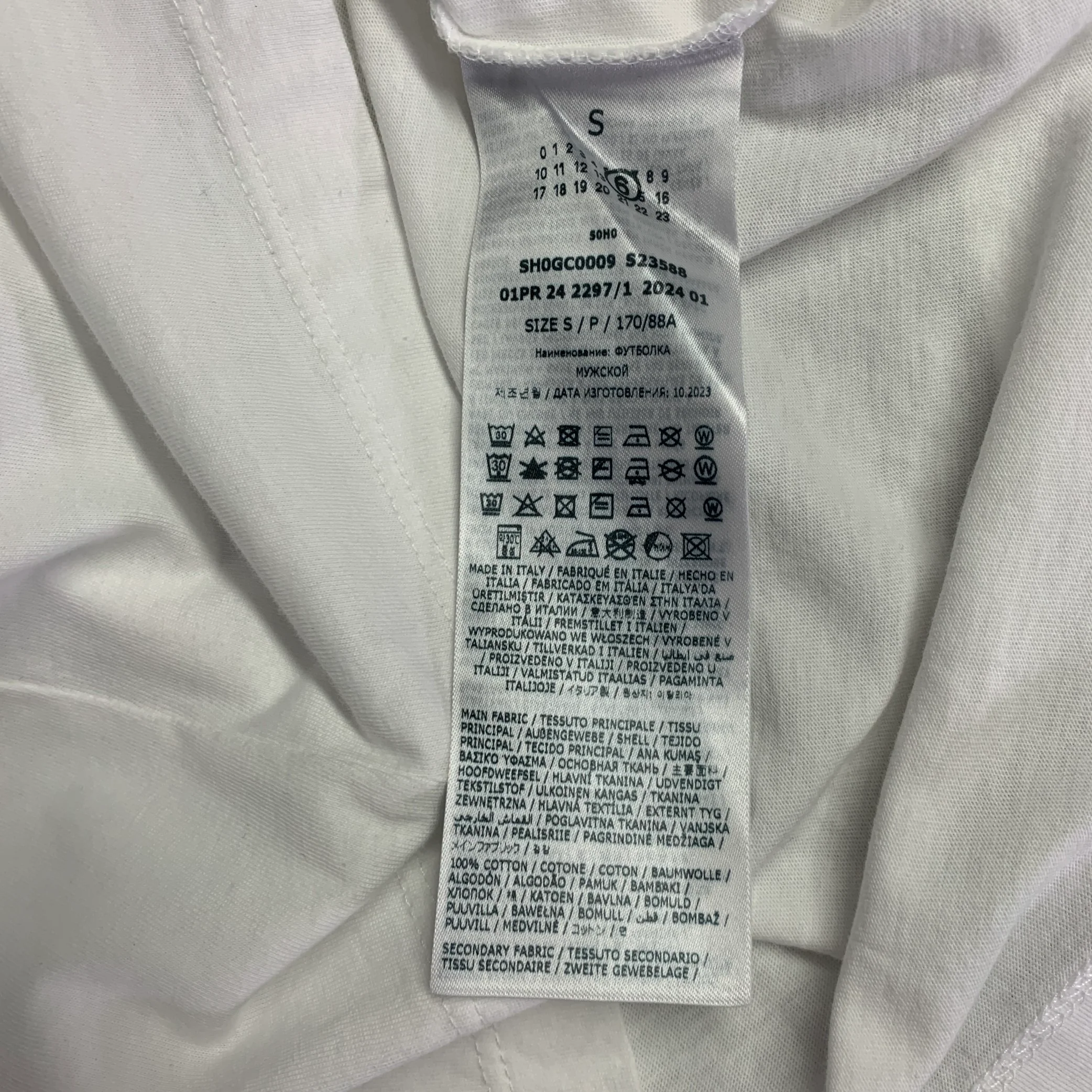MAISON MARGIELA Size S White Black Graphic Cotton Long T-shirt - Image 6