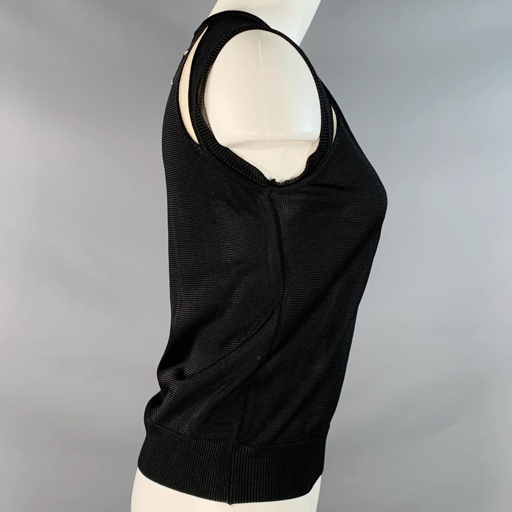 MAISON MARGIELA Vintage Size S Black Grey Jersey Sleeveless Crew Neck Casual Top - Image 3