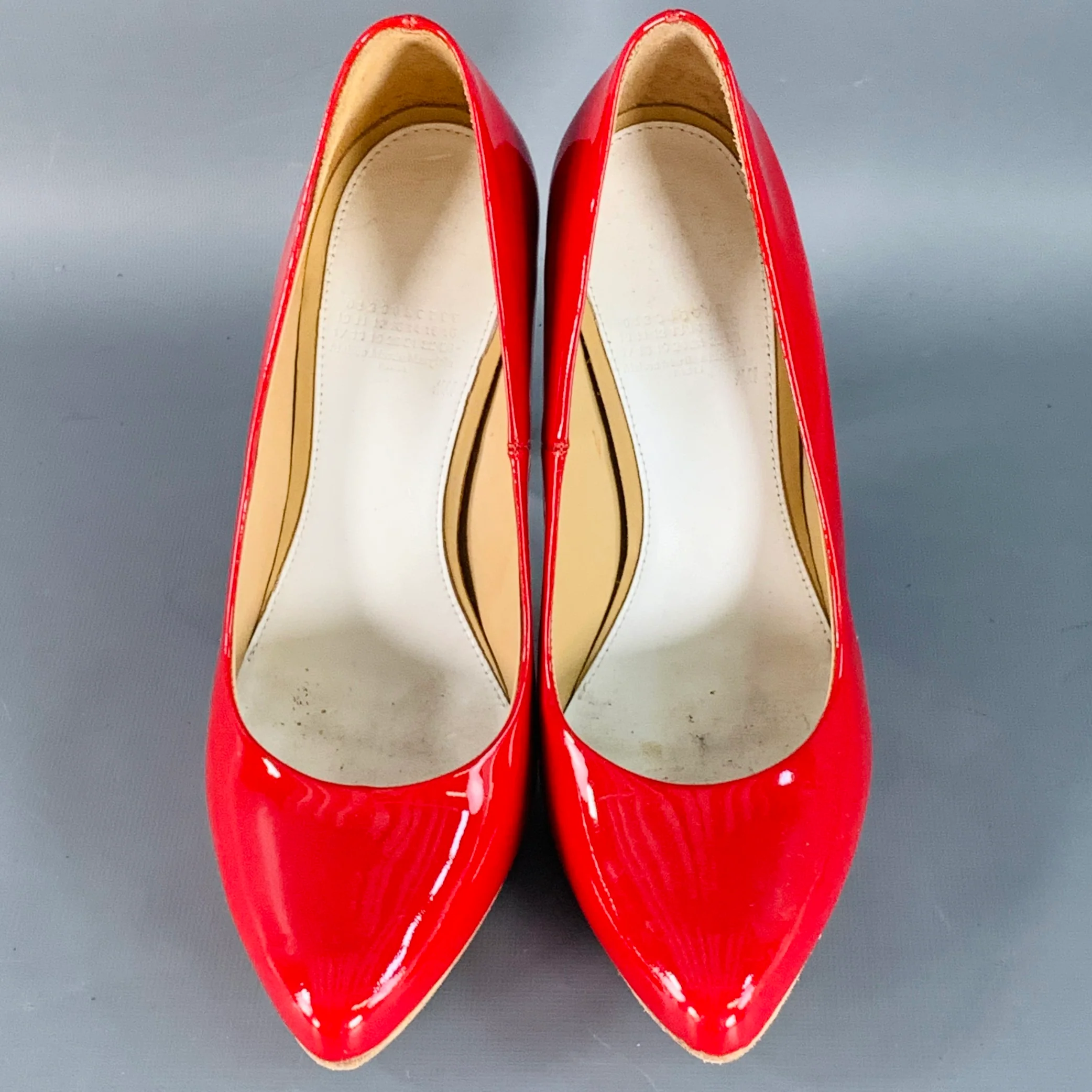 MAISON MARGIELA x H&M Size 9 Red Transparent Patent Leather Wedge Heels Pumps - Image 4