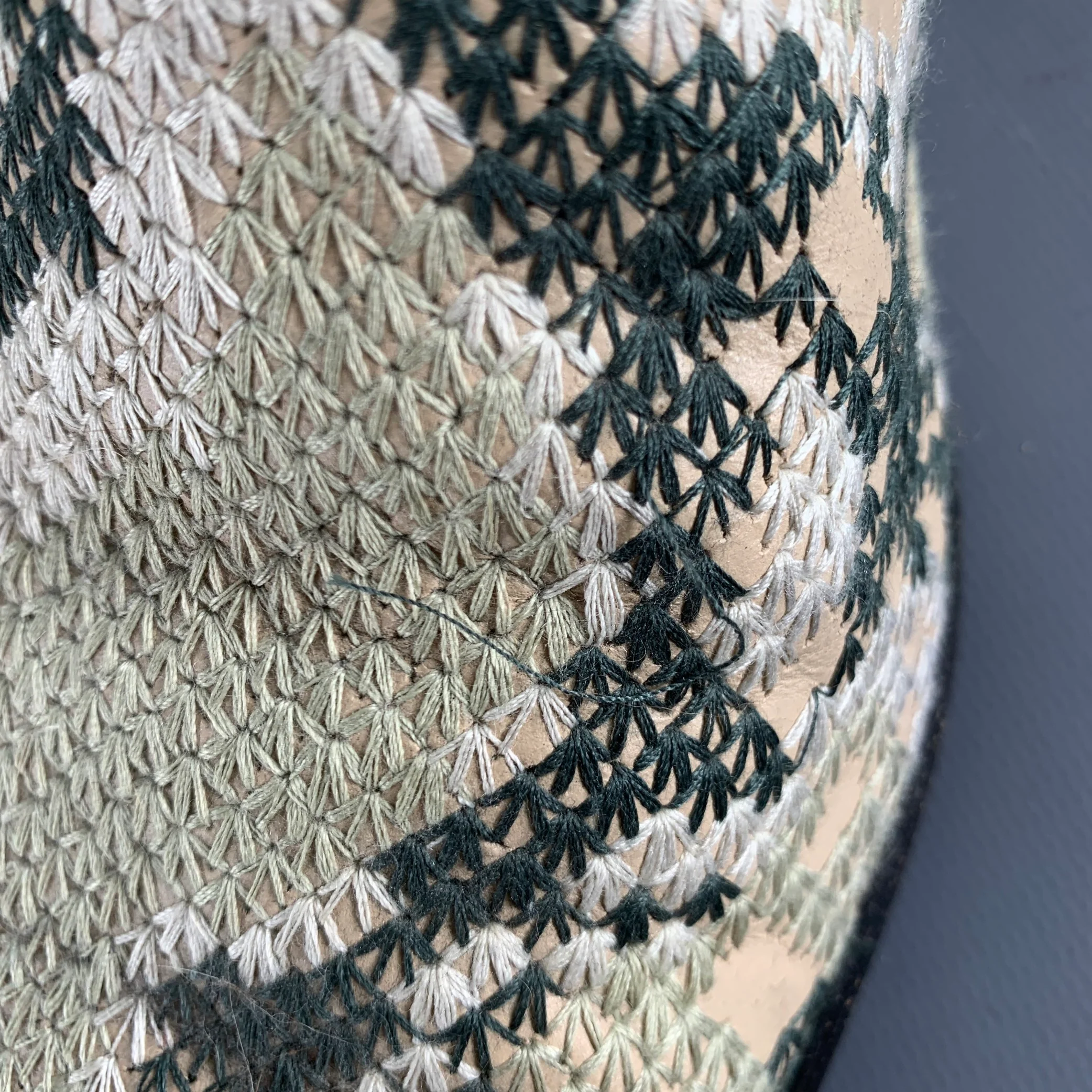 MAISON MARTIN MARGIELA Size 12 Beige Green Embroidery Side Zipper Boots - Image 11