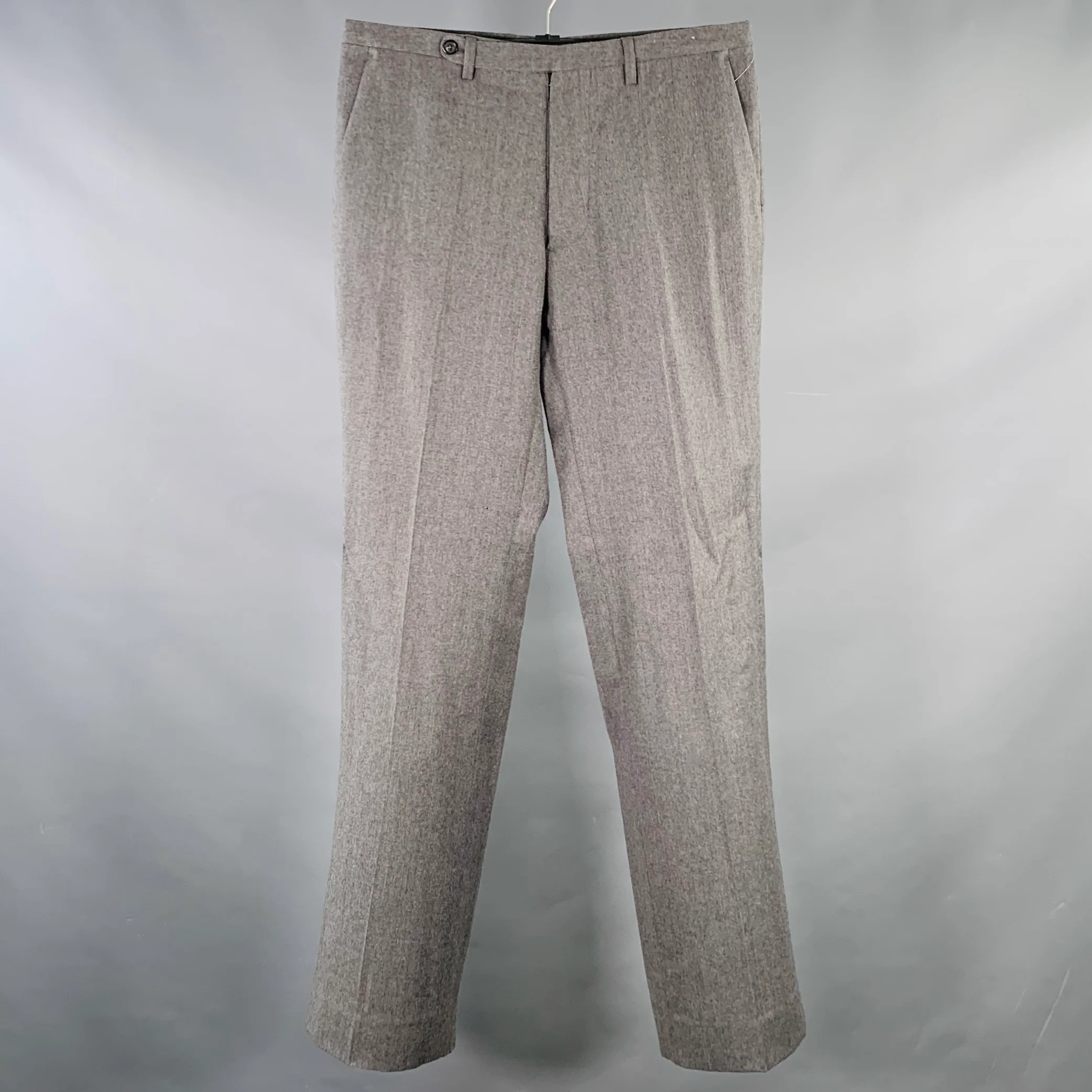 MAISON MARTIN MARGIELA Size 32 Grey Heather Wool Flat Front Dress Pants
