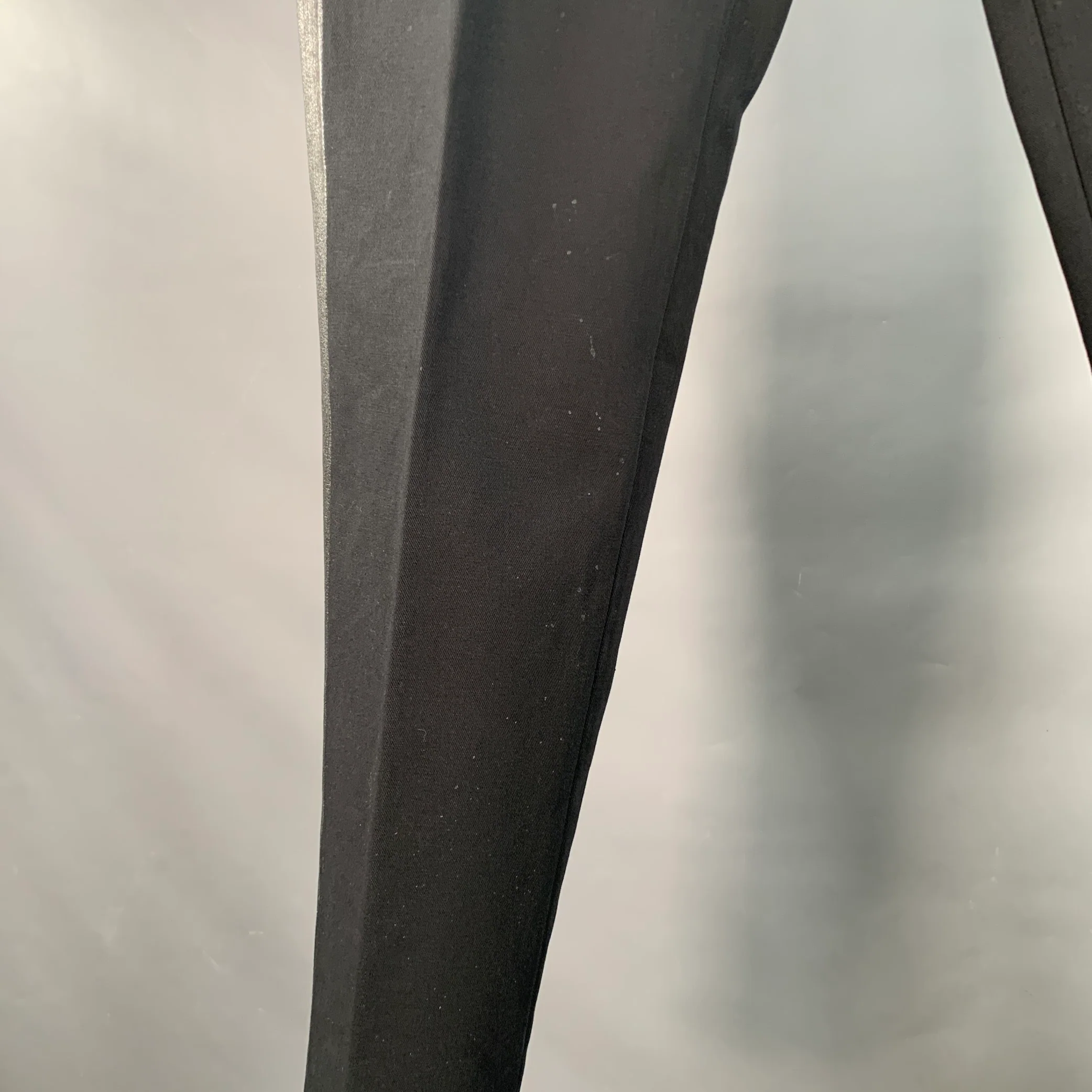 MAISON MARTIN MARGIELA Size 36 Black Cotton Twill Flat Front Button Fly Dress Pants - Image 3