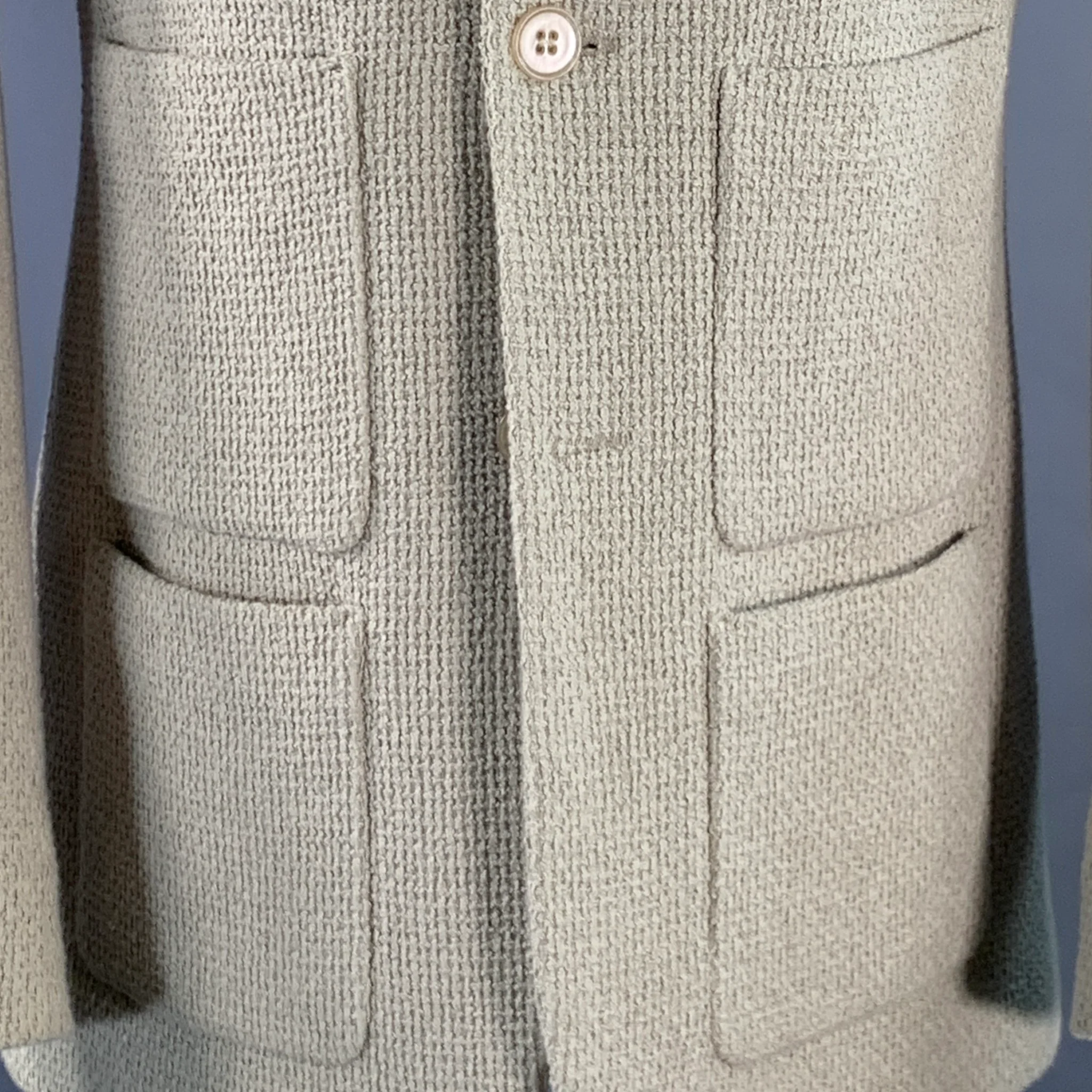 MAISON MARTIN MARGIELA Size 40 Beige Woven Cotton Notch Lapel Sport Coat - Image 3